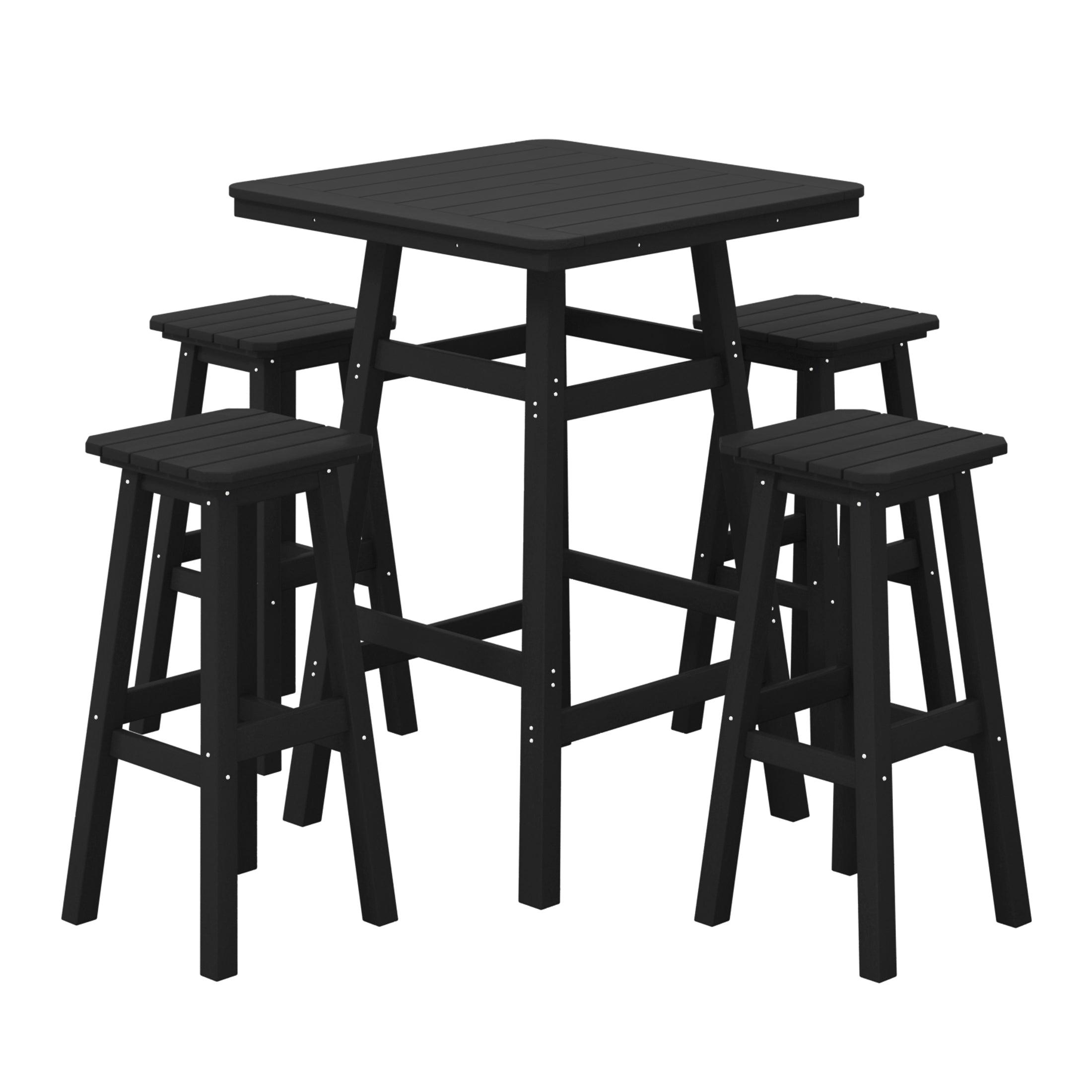 Paradise 5-Piece HDPE Outdoor Patio Bar Dining Set With Bar Stools - Costaelm