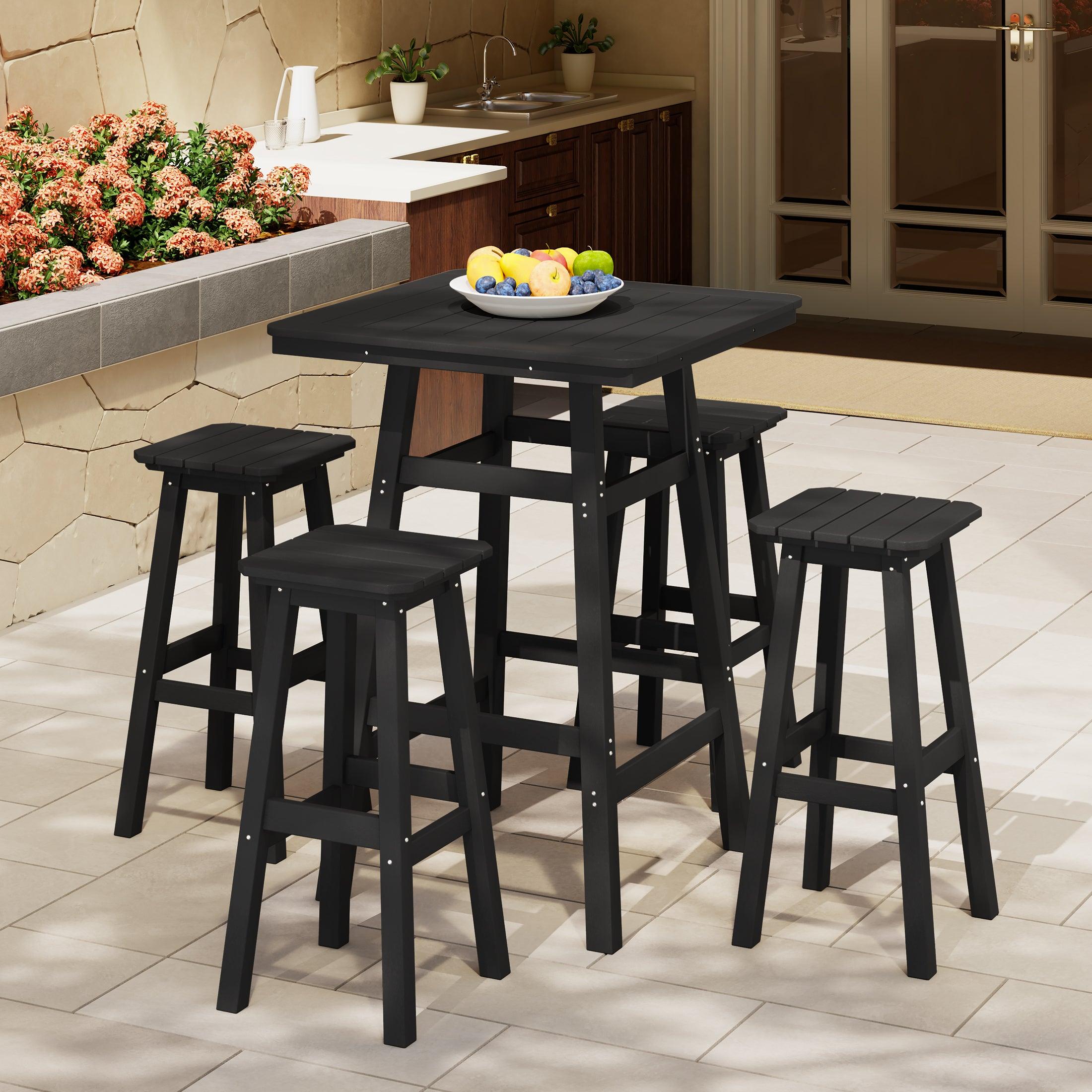 Paradise 5-Piece HDPE Outdoor Patio Bar Dining Set With Bar Stools - Costaelm