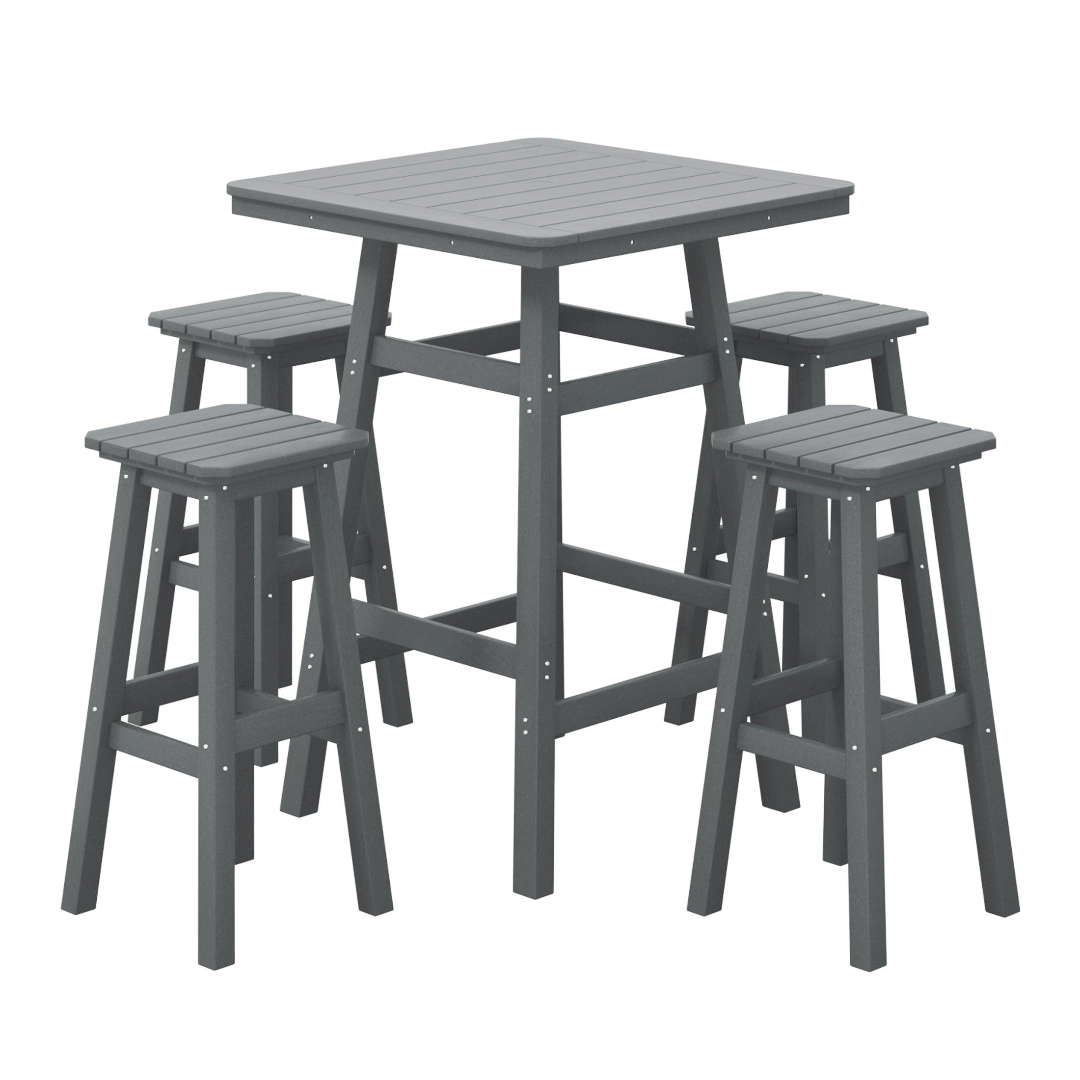 Paradise 5-Piece HDPE Outdoor Patio Bar Dining Set With Bar Stools - Costaelm