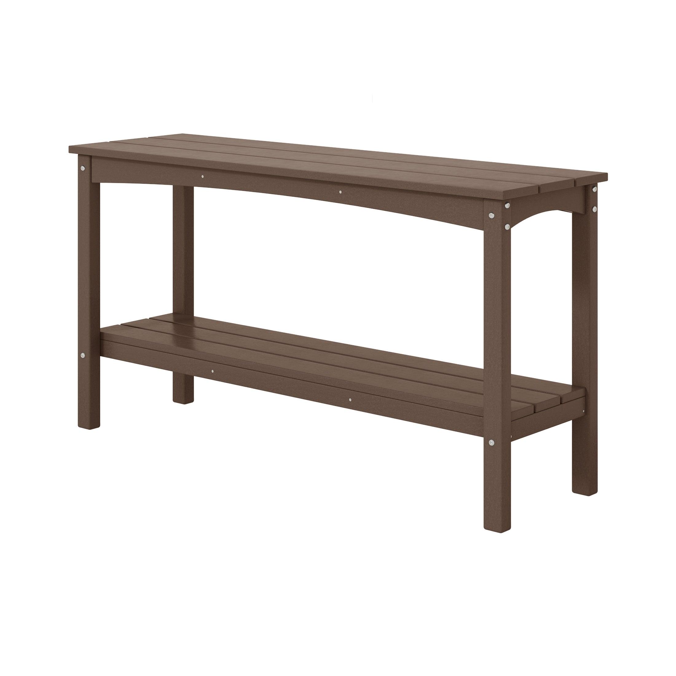 Paradise 55" Outdoor Patio HDPE Adirondack 2-Tier Shelf Console Table - Costaelm