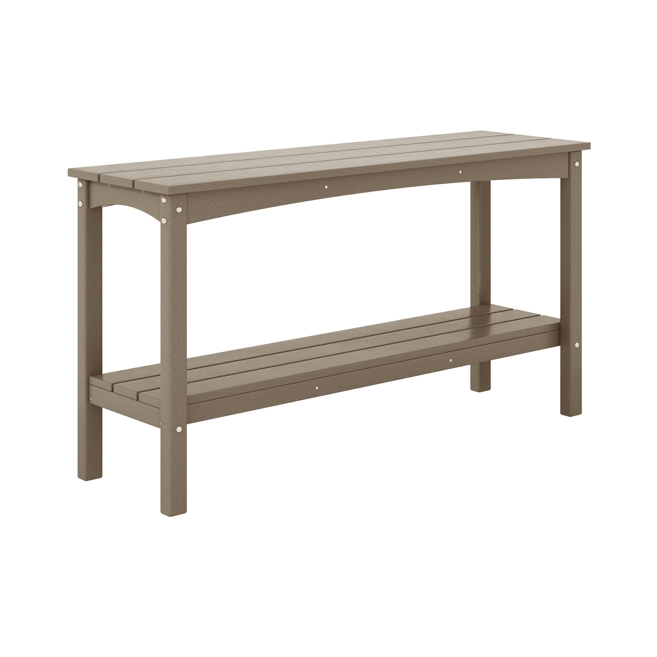 Paradise 55" Outdoor Patio HDPE Adirondack 2-Tier Shelf Console Table - Costaelm