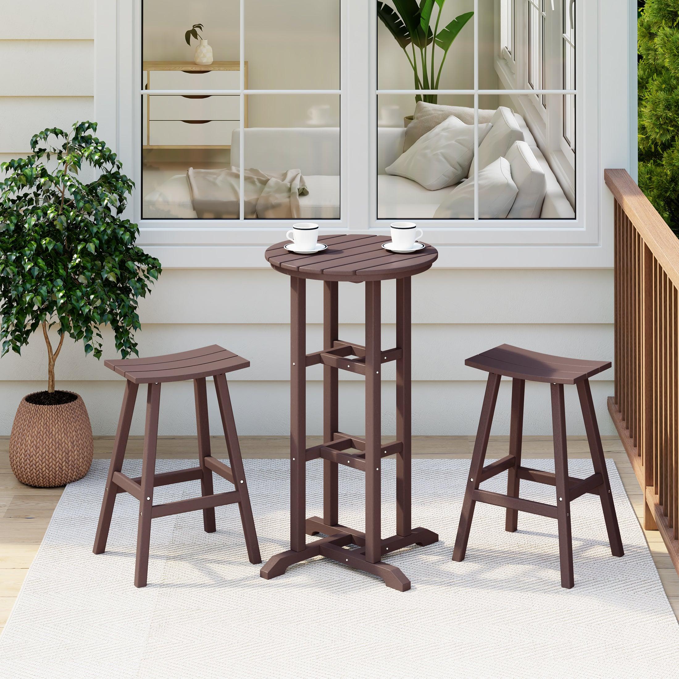 Paradise Bar Height Outdoor Patio Table and Bar Stool 3-Piece Dining Set - Costaelm