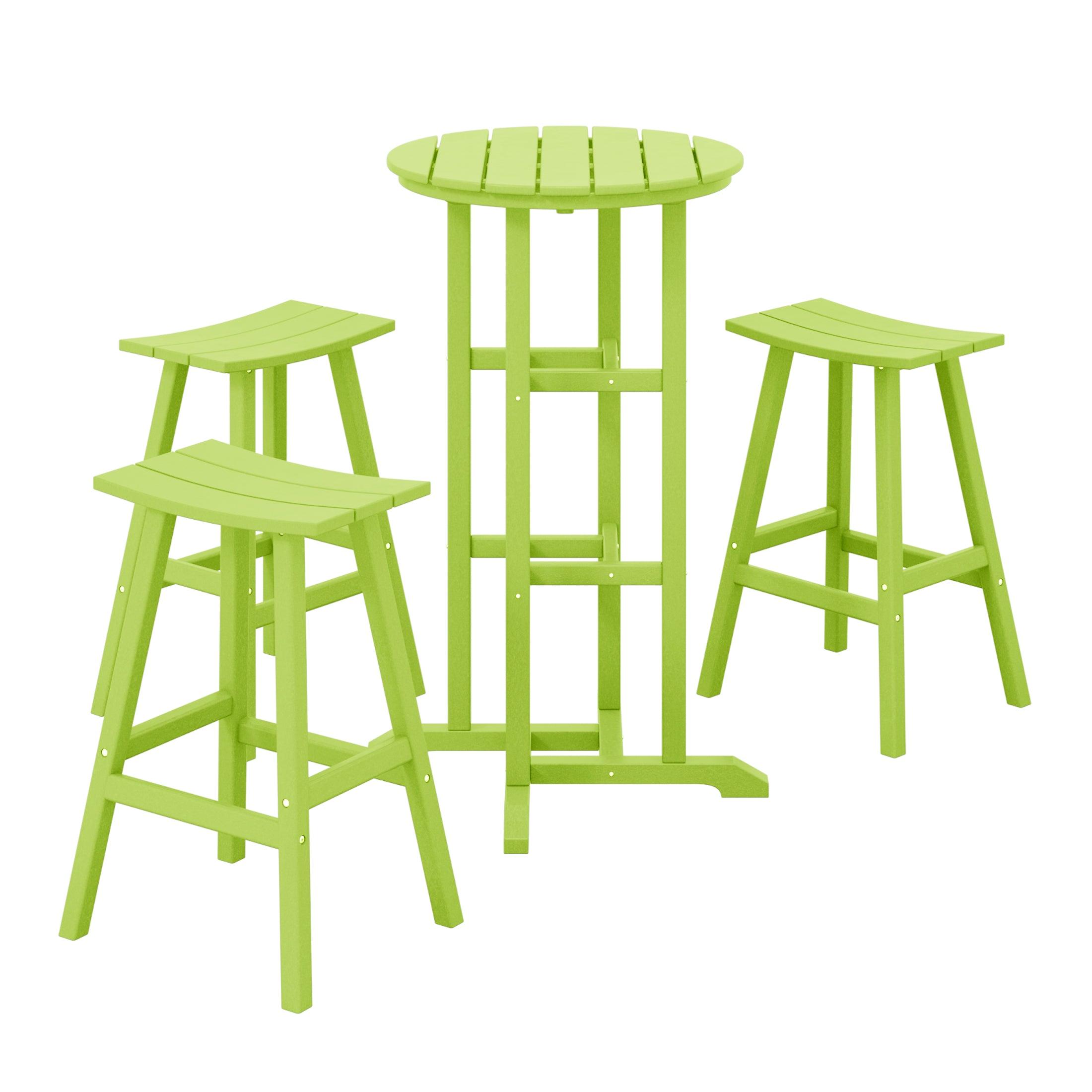 Paradise Bar Height Outdoor Patio Table and Bar Stool 4-Piece Dining Set - Costaelm