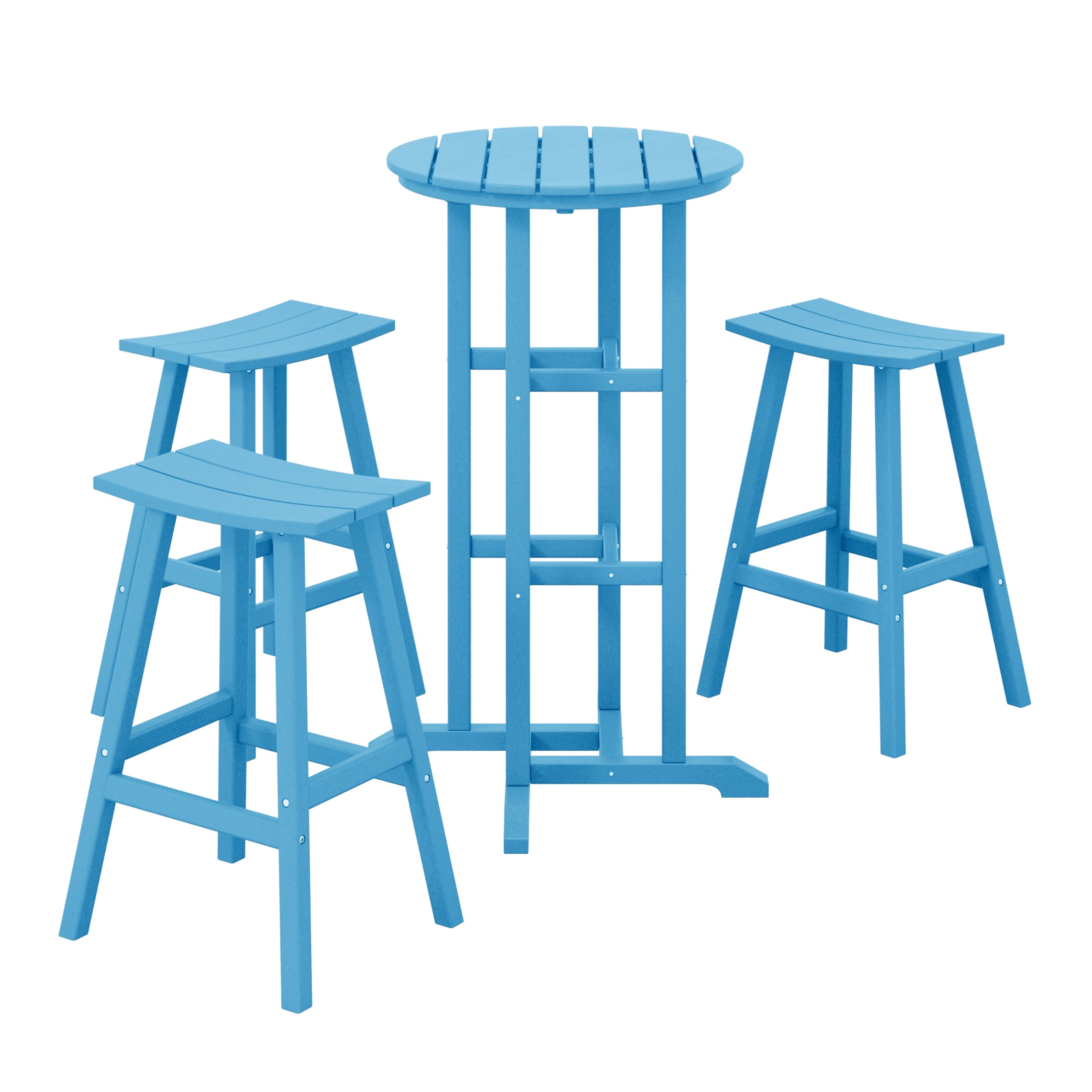 Paradise Bar Height Outdoor Patio Table and Bar Stool 4-Piece Dining Set