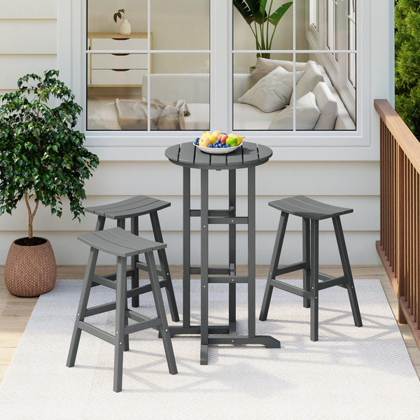Paradise Bar Height Outdoor Patio Table and Bar Stool 4-Piece Dining Set - Costaelm