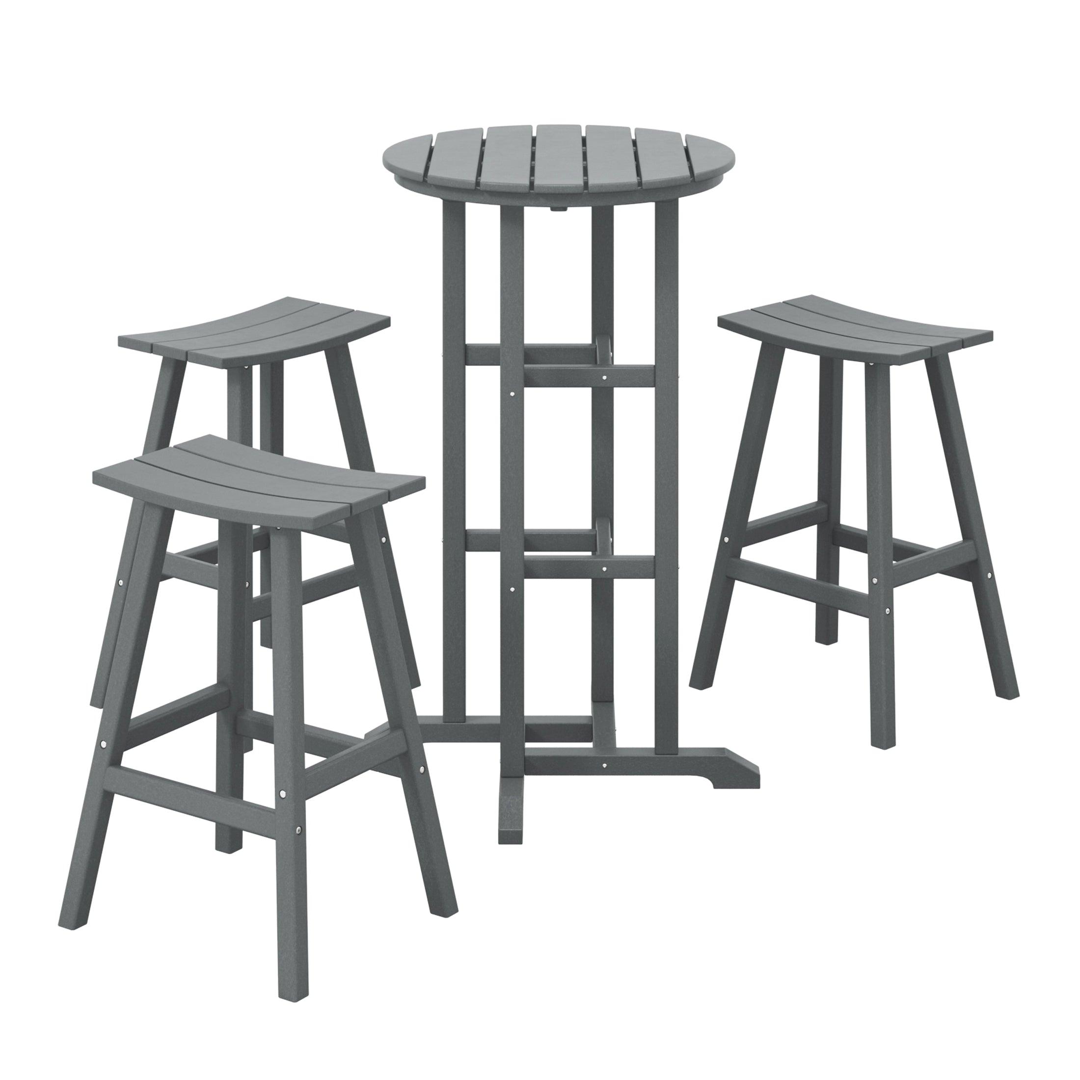 Paradise Bar Height Outdoor Patio Table and Bar Stool 4-Piece Dining Set - Costaelm