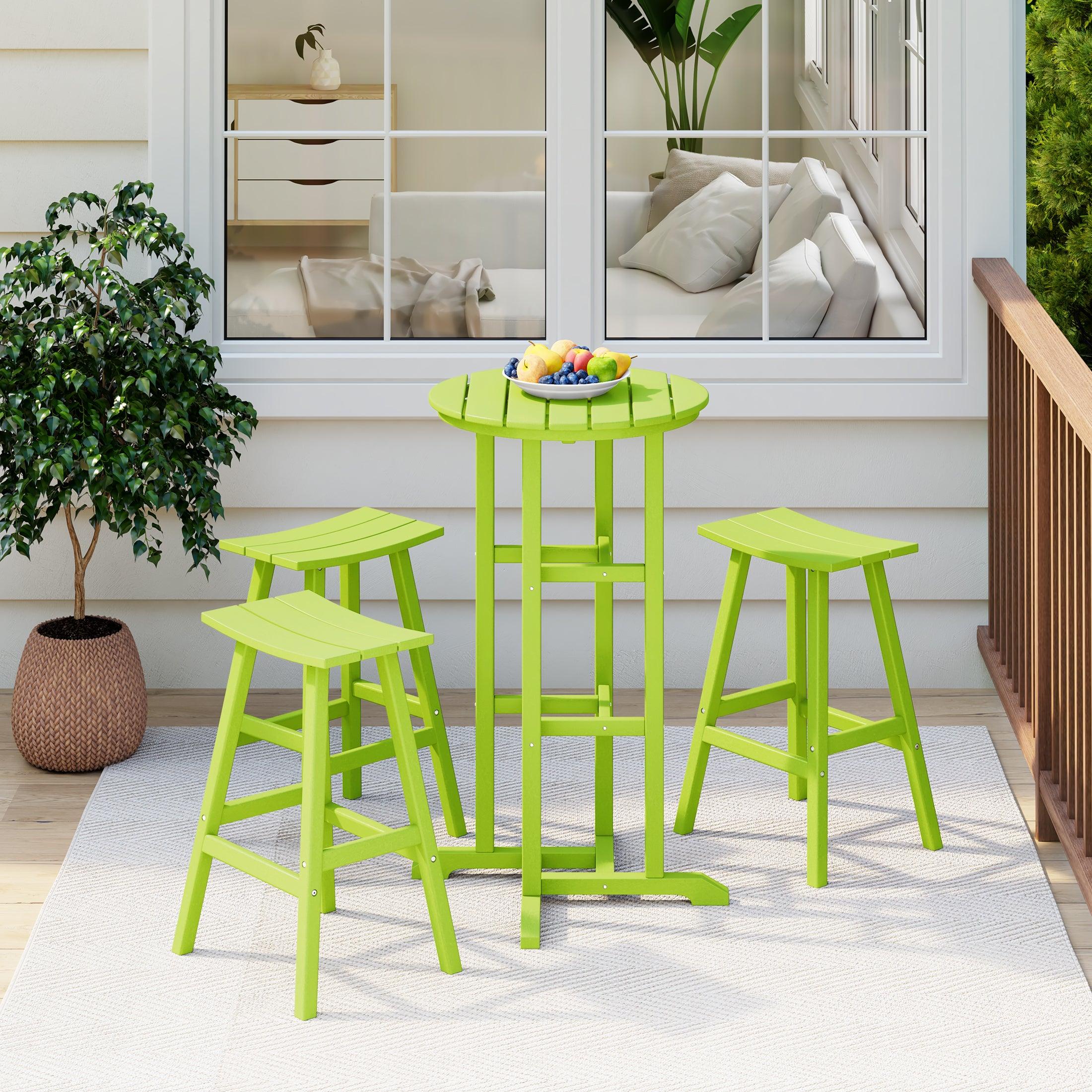 Paradise Bar Height Outdoor Patio Table and Bar Stool 4-Piece Dining Set - Costaelm