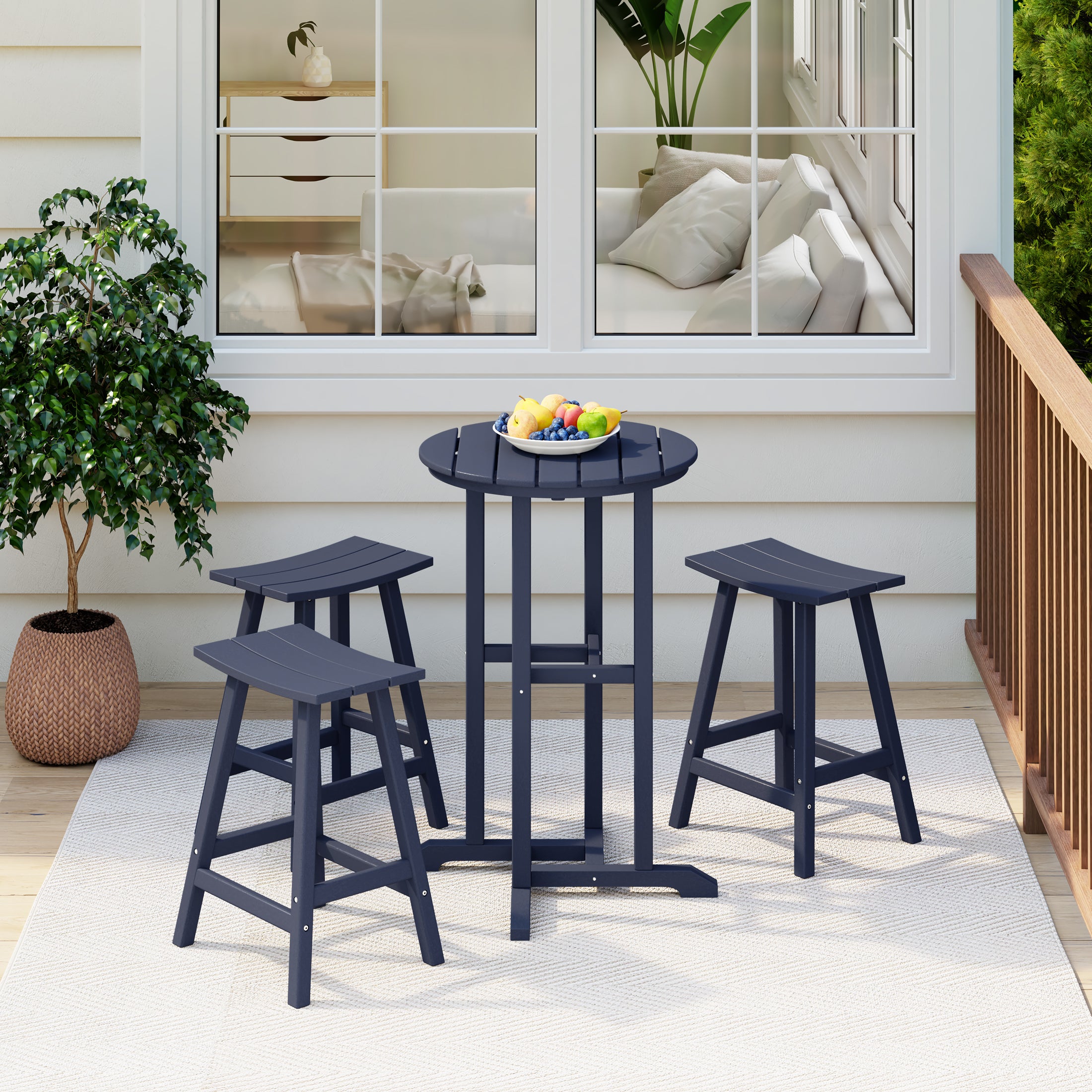 Paradise Counter Height Bar Stools Outdoor Bistro Patio Bar Table 4-Piece Set