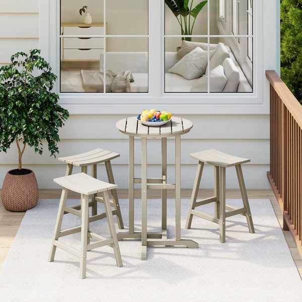 Paradise Counter Height Bar Stools Outdoor Bistro Patio Bar Table 4-Piece Set - Costaelm