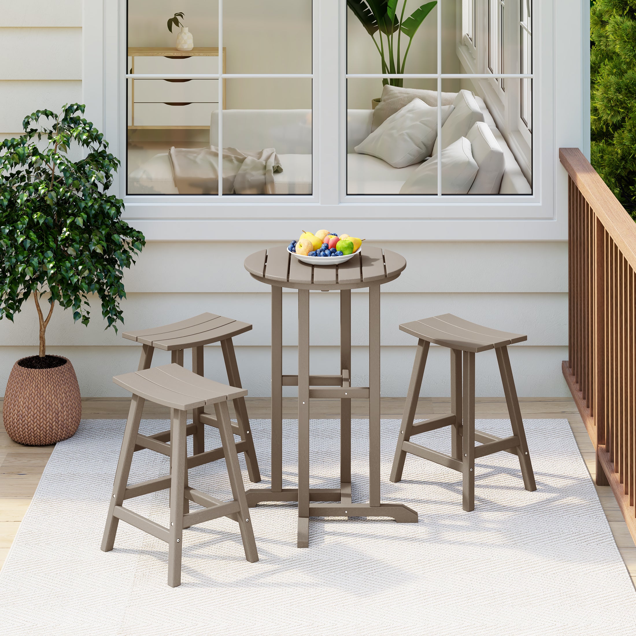 Paradise Counter Height Bar Stools Outdoor Bistro Patio Bar Table 4-Piece Set