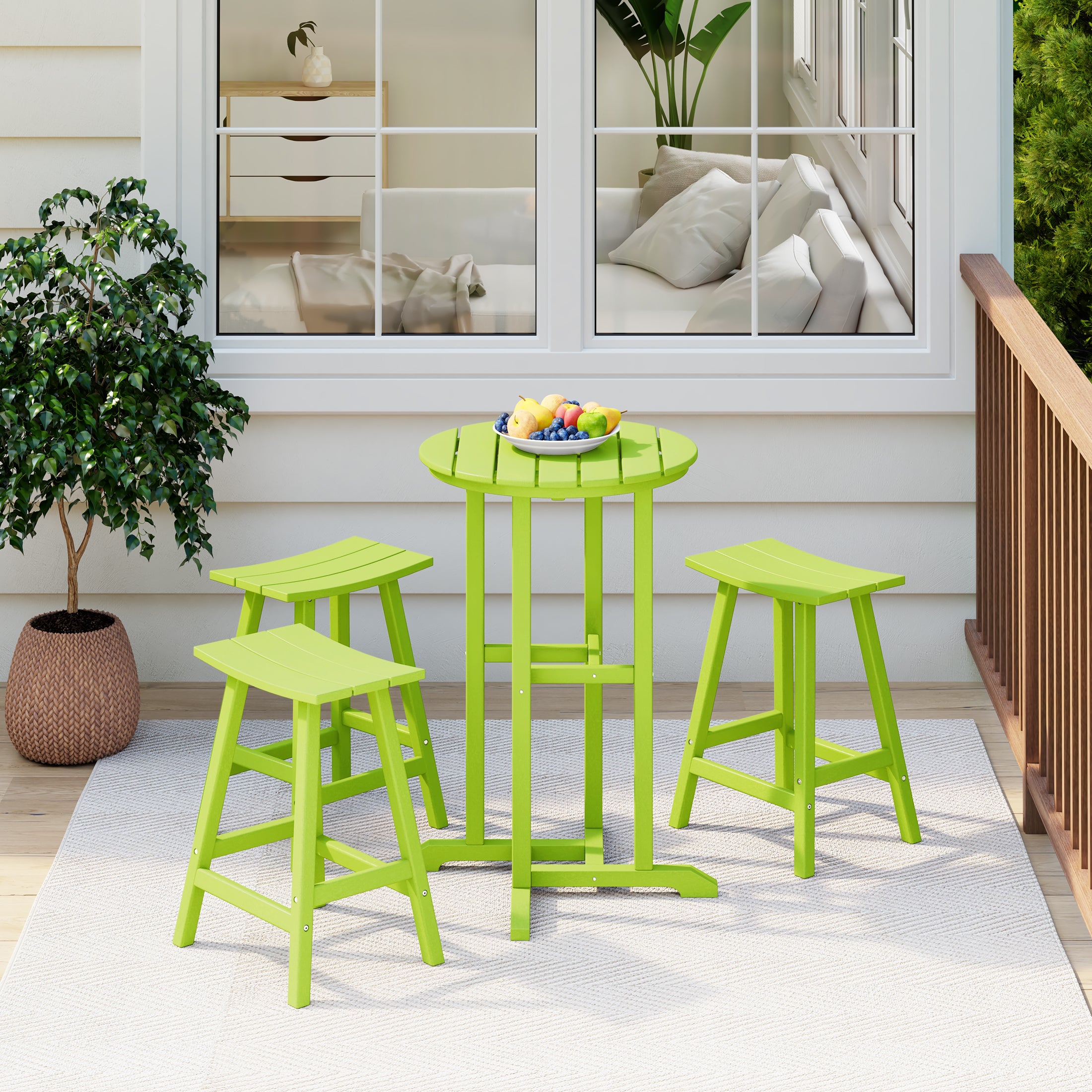 Paradise Counter Height Bar Stools Outdoor Bistro Patio Bar Table 4-Piece Set