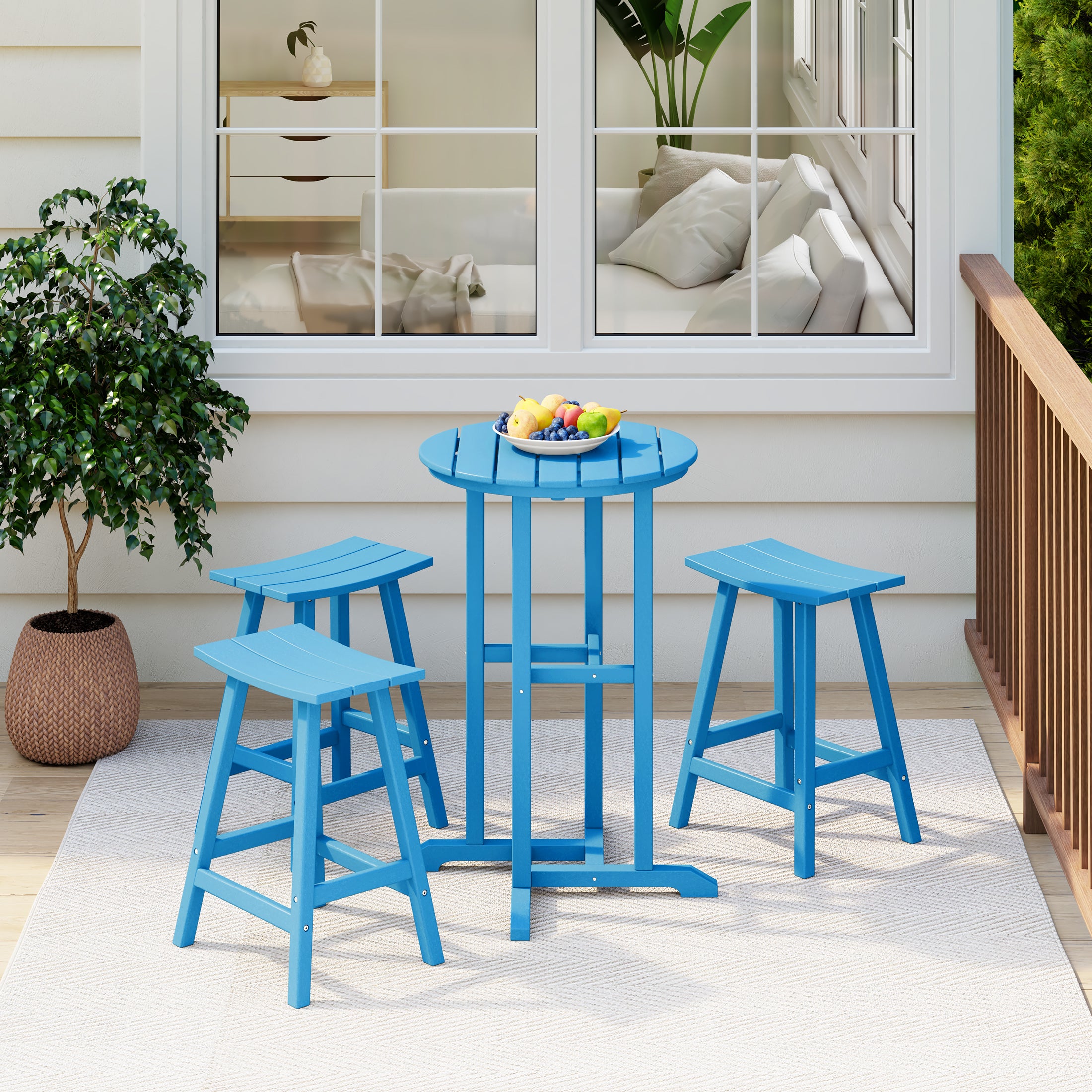 Paradise Counter Height Bar Stools Outdoor Bistro Patio Bar Table 4-Piece Set