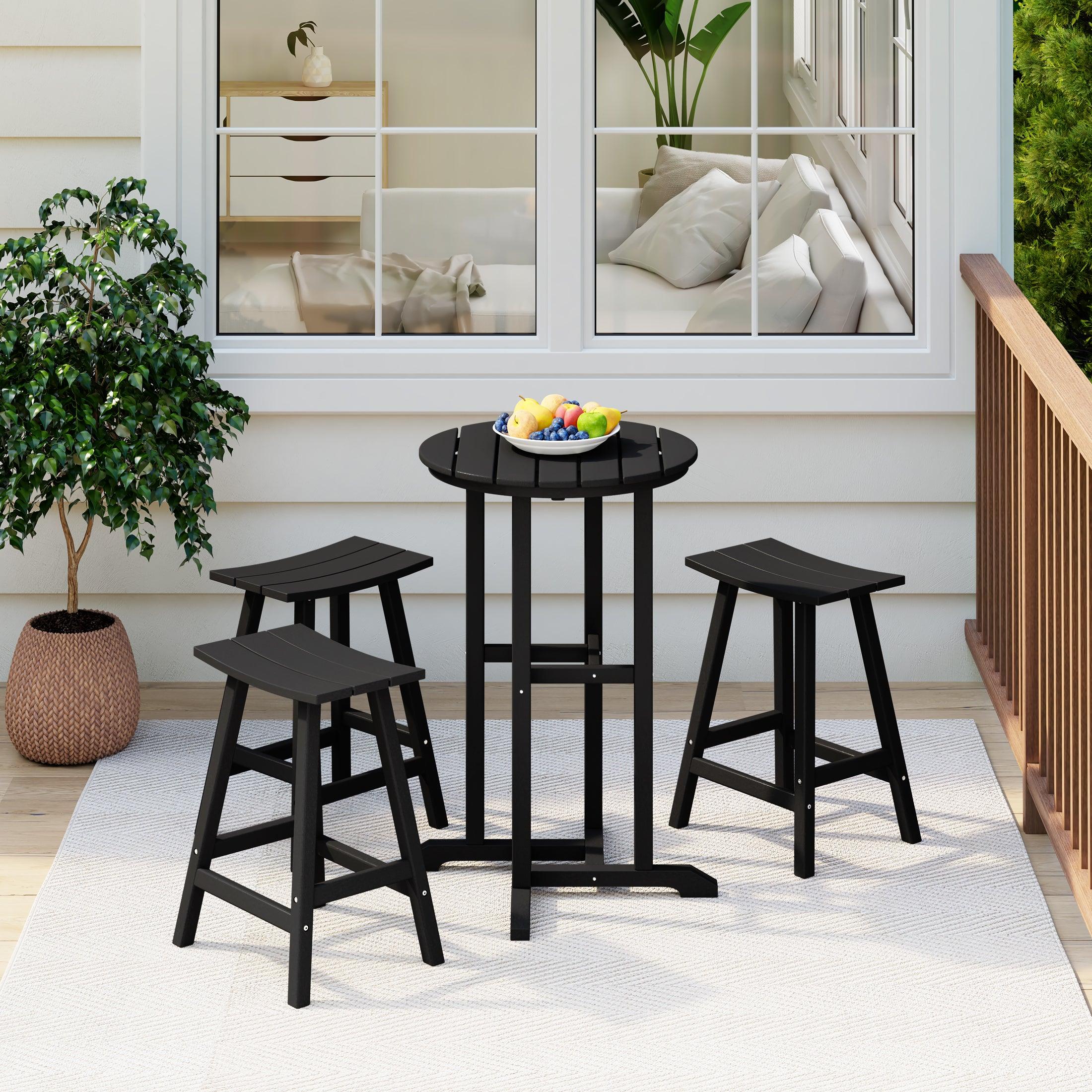 Paradise Counter Height Bar Stools Outdoor Bistro Patio Bar Table 4-Piece Set - Costaelm