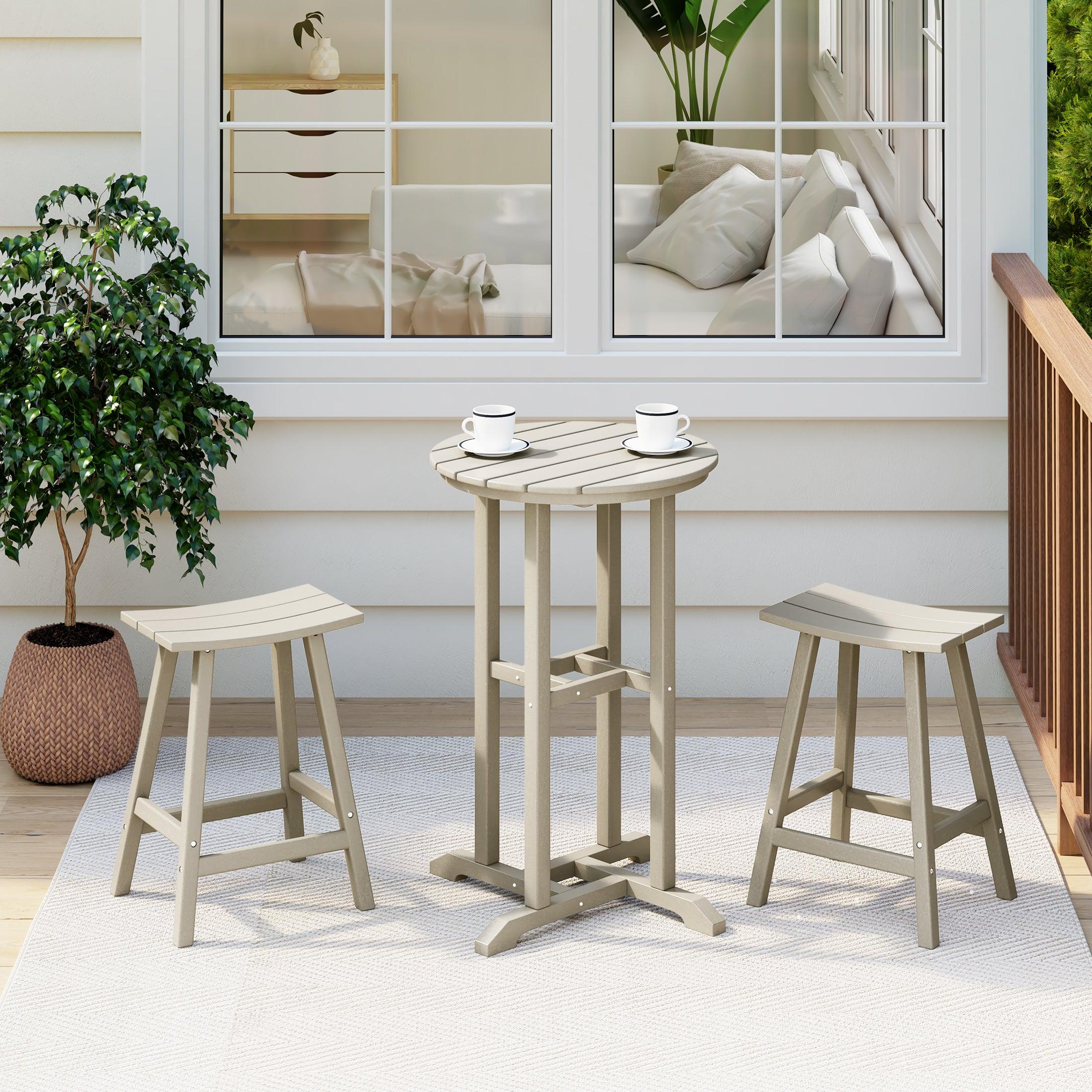 Paradise Counter Height Bar Stools Outdoor Bistro Patio Bar Table Set - Costaelm