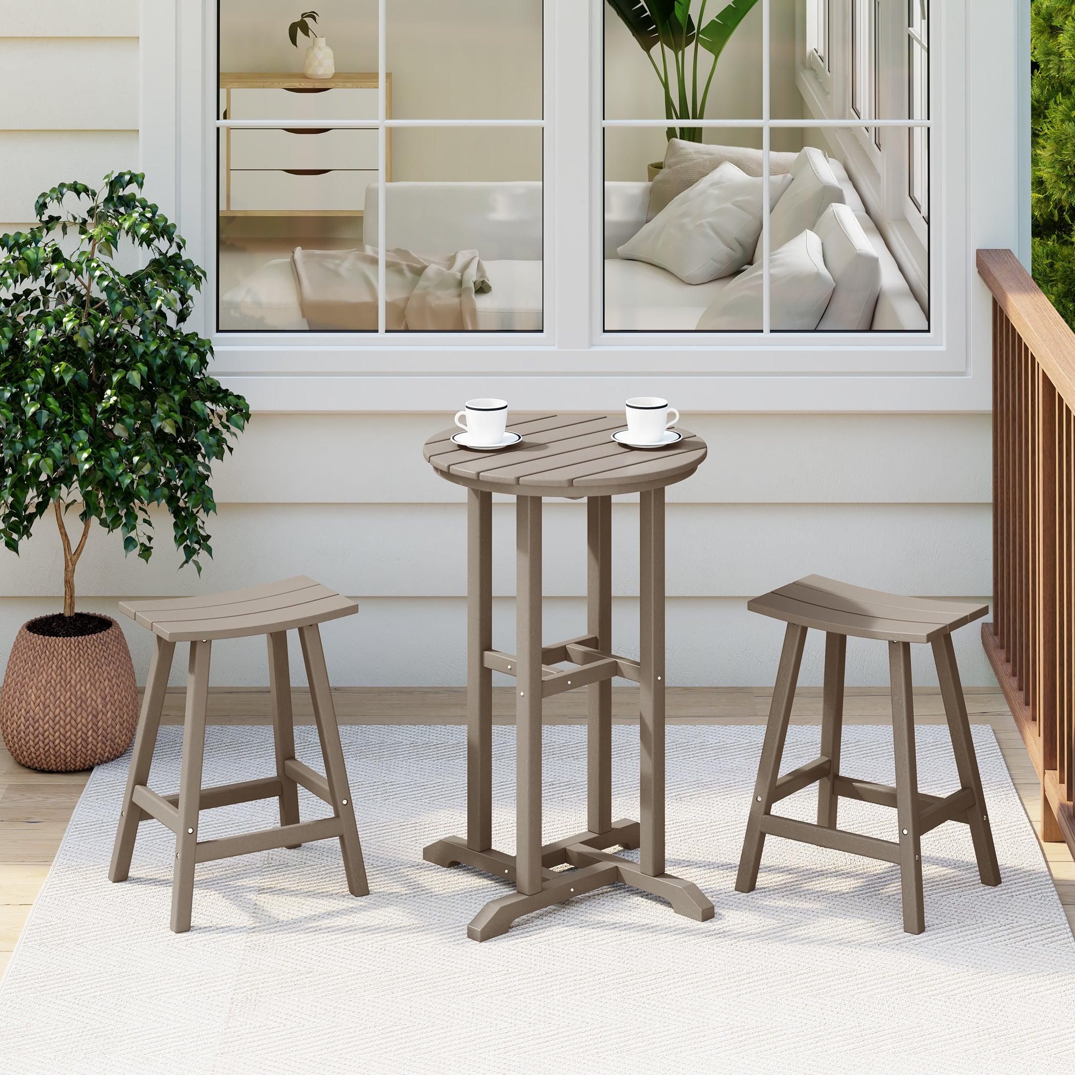 Paradise Counter Height Bar Stools Outdoor Bistro Patio Bar Table Set - Costaelm