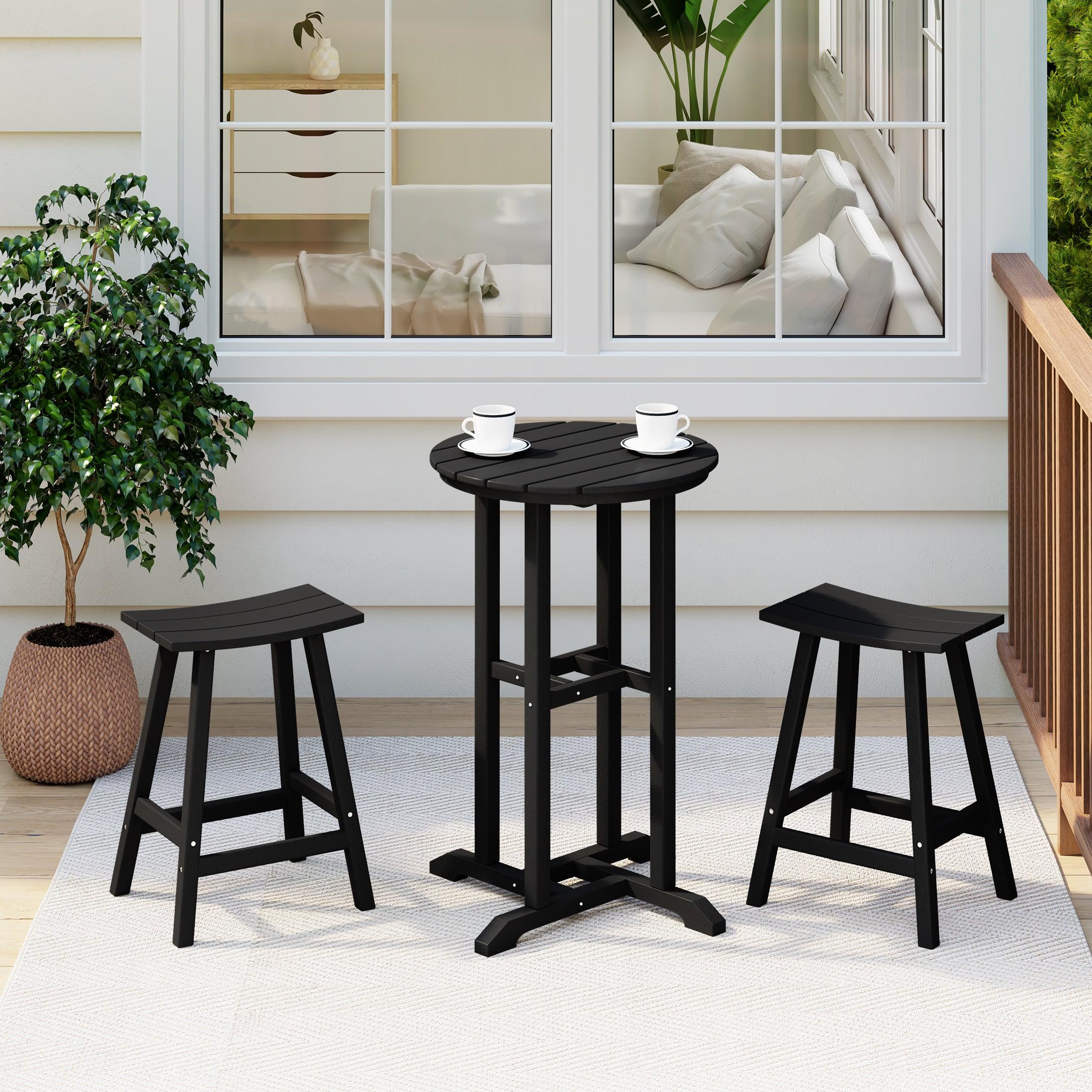 Paradise Counter Height Bar Stools Outdoor Bistro Patio Bar Table Set - Costaelm