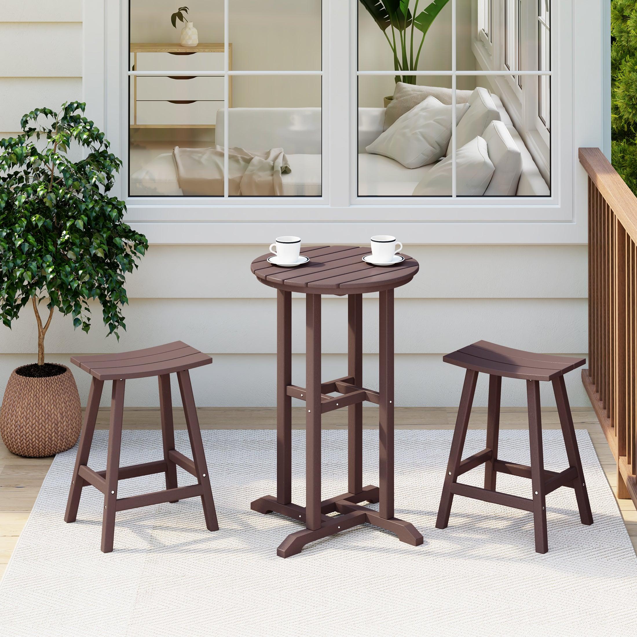 Paradise Counter Height Bar Stools Outdoor Bistro Patio Bar Table Set - Costaelm