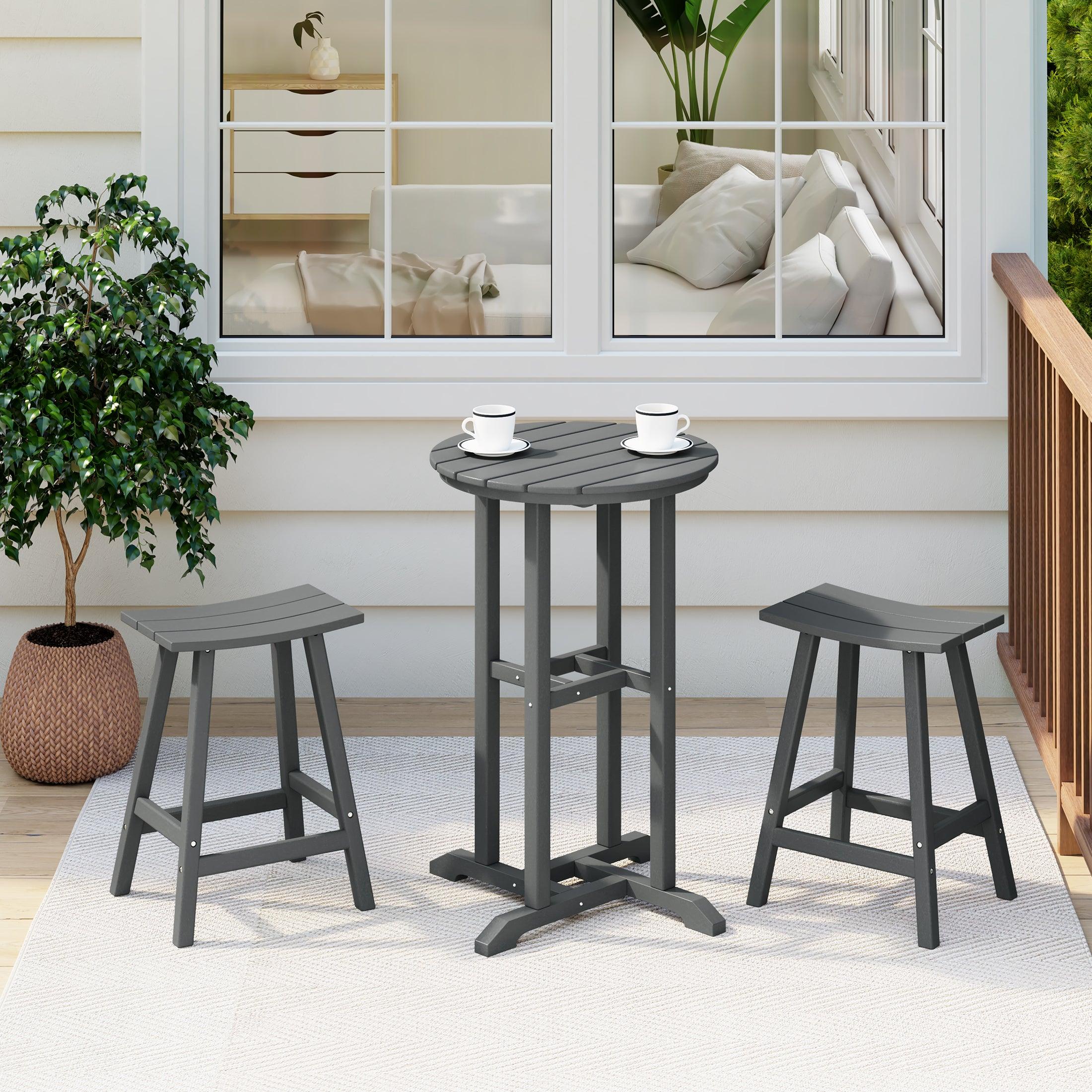 Paradise Counter Height Bar Stools Outdoor Bistro Patio Bar Table Set - Costaelm