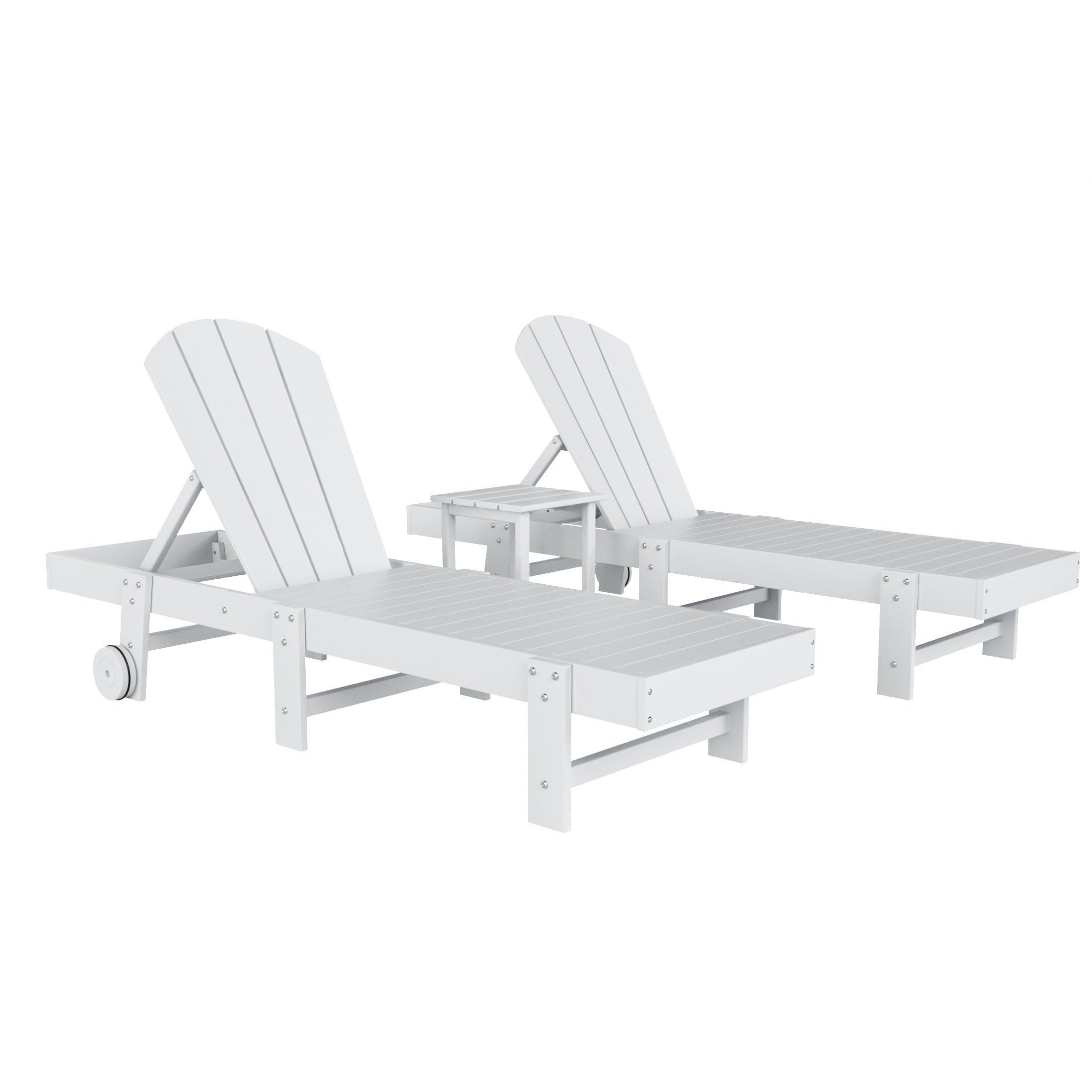 Paradise Outdoor Classic Poly Adirondack Chaise Lounge with Wheels (Set of 2) - Costaelm