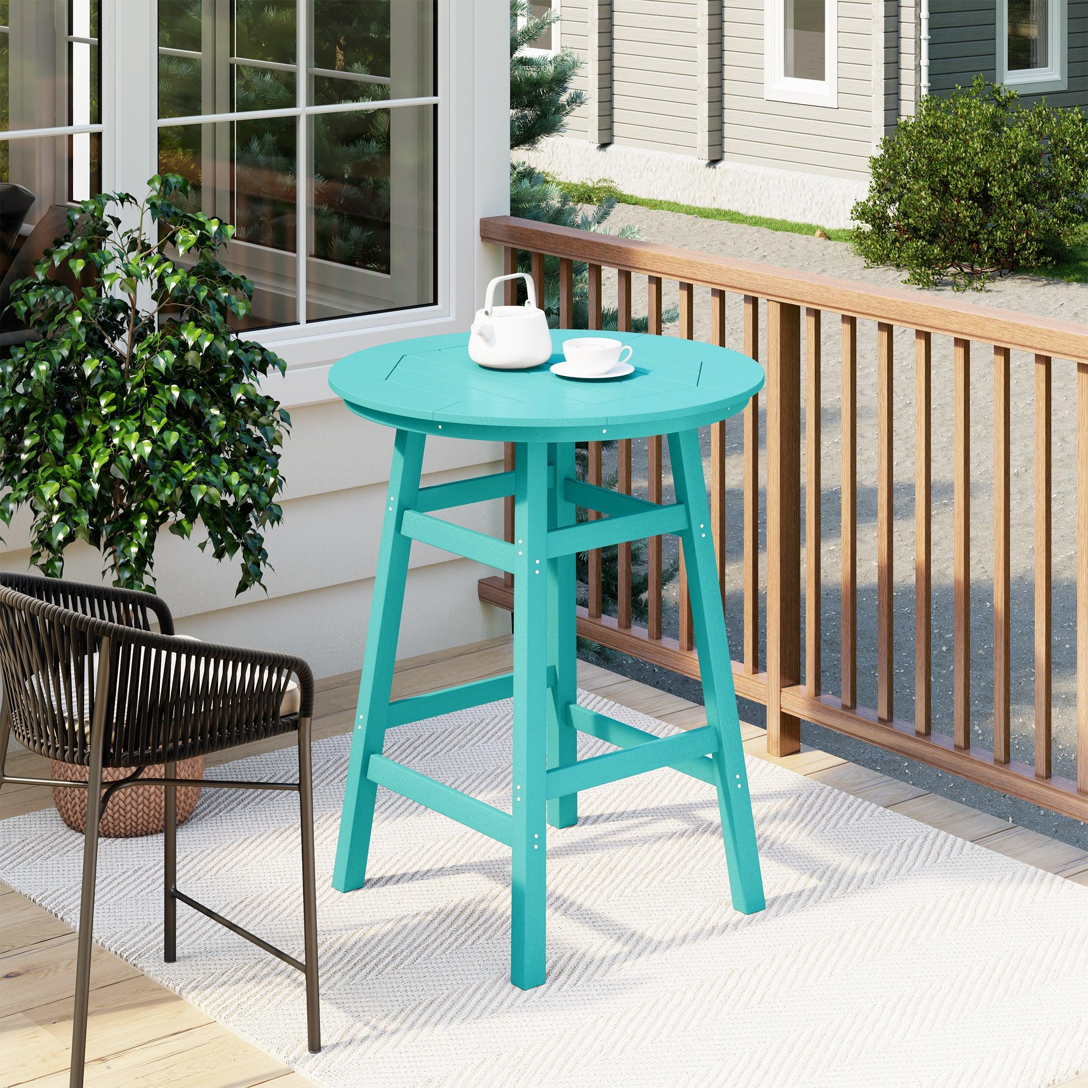 Paradise Round Outdoor Patio Bistro Bar Table With Umbrella Hole - Costaelm