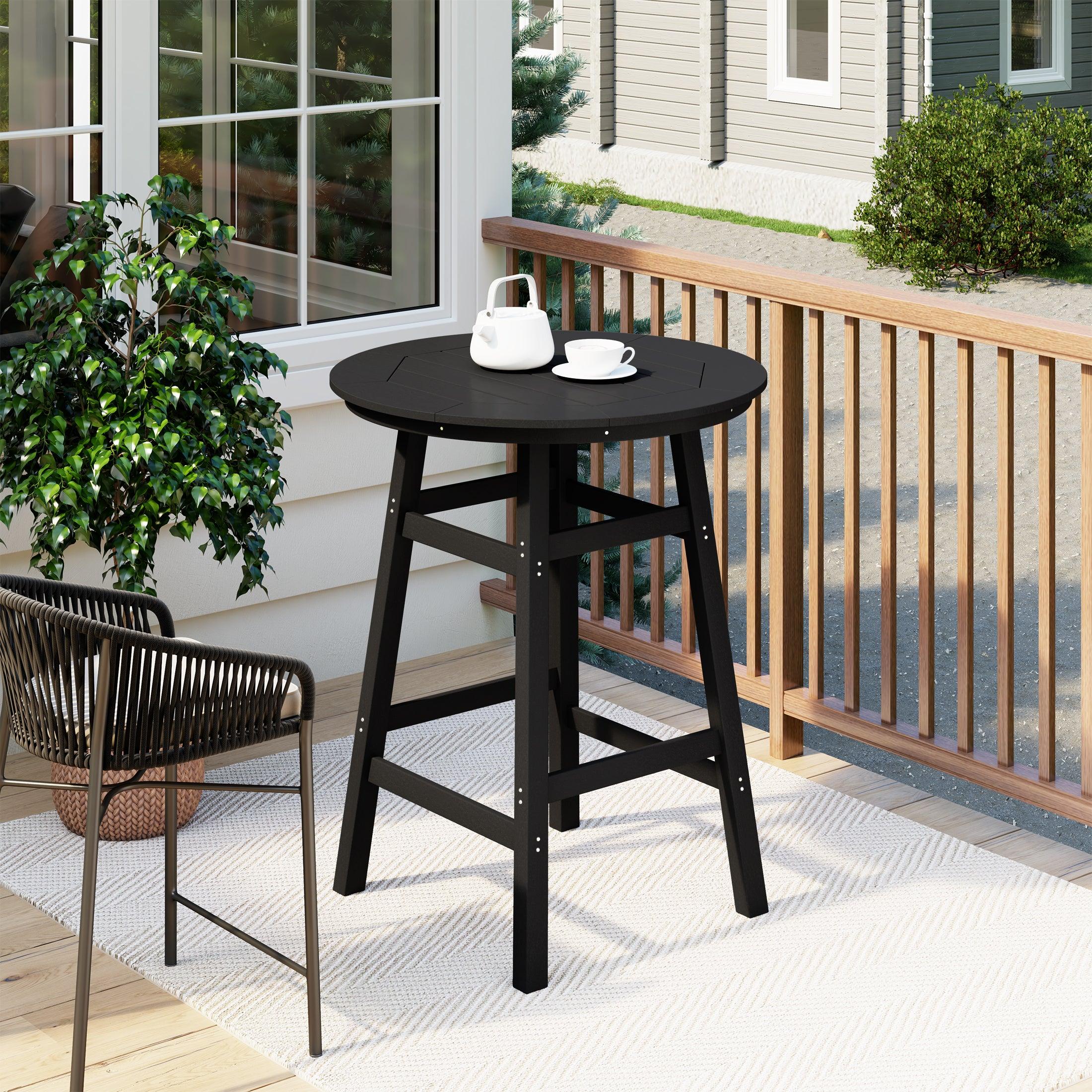 Paradise Round Outdoor Patio Bistro Bar Table With Umbrella Hole - Costaelm