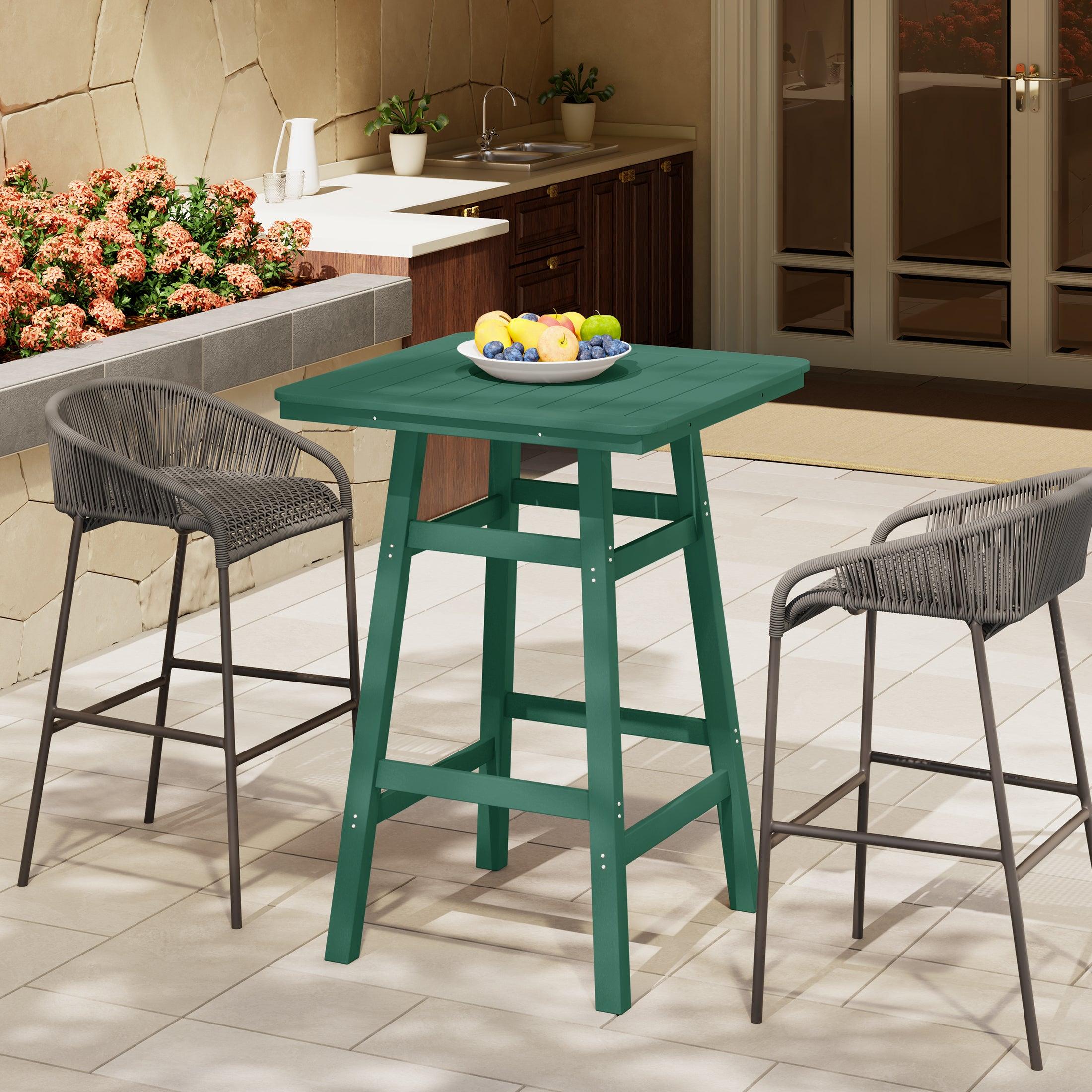 Paradise Square Outdoor Patio Bistro Bar Table With Umbrella Hole - Costaelm