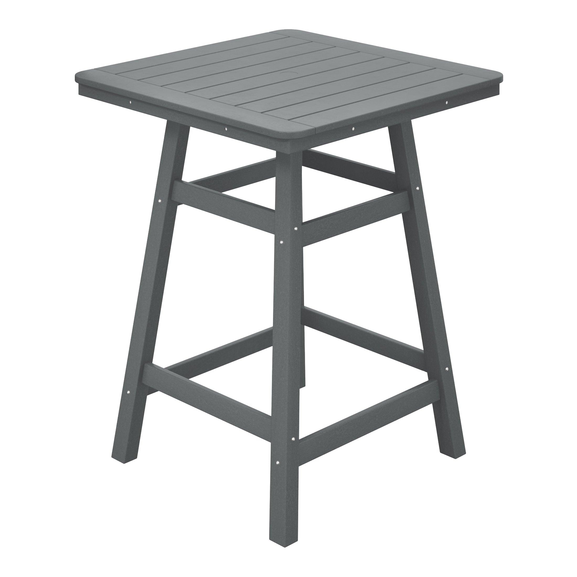 Paradise Square Outdoor Patio Counter High Bistro Bar Table With Umbrella Hole - Costaelm