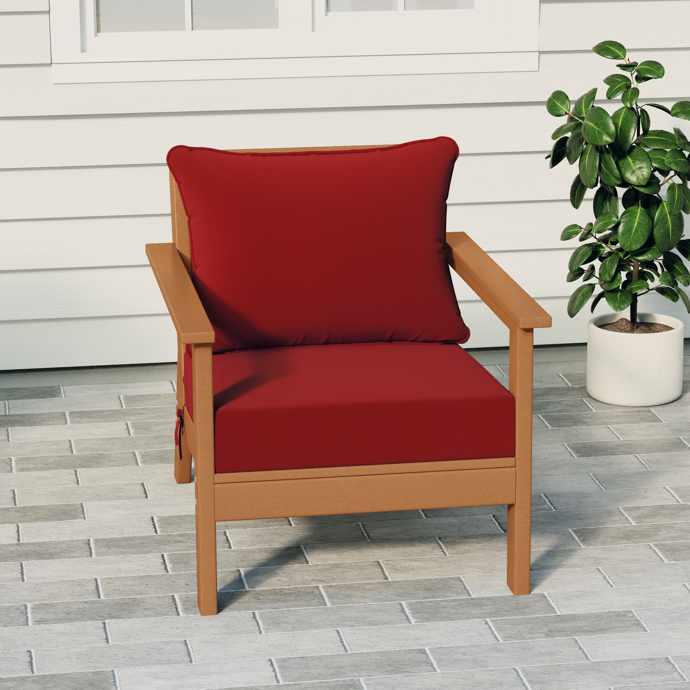 Portsmouth Modern Outdoor HDPE Patio Club Chair with Deep Seat Cushions