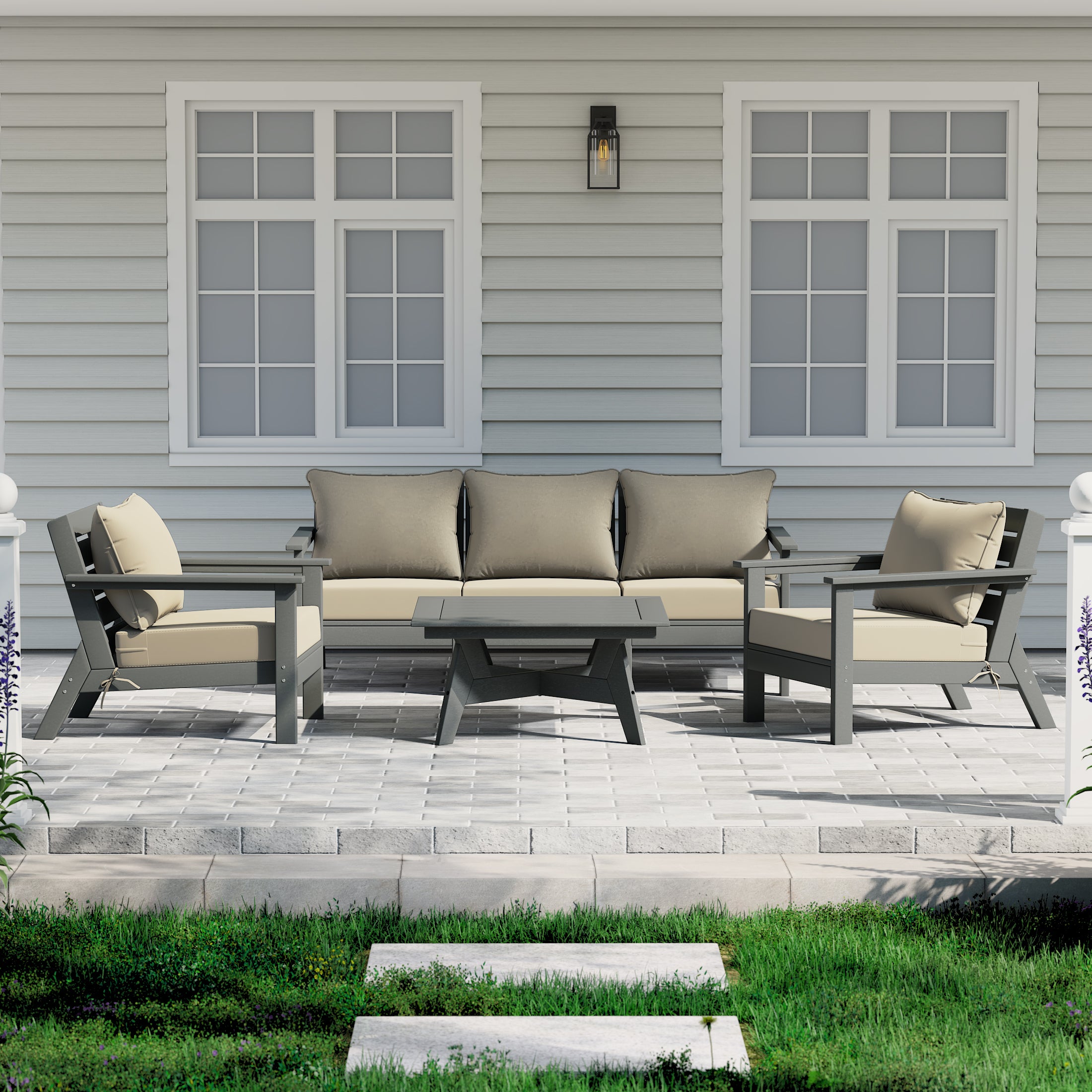 Portsmouth Outdoor 6-Piece Modular Sectional Patio Furniture Sofa Set