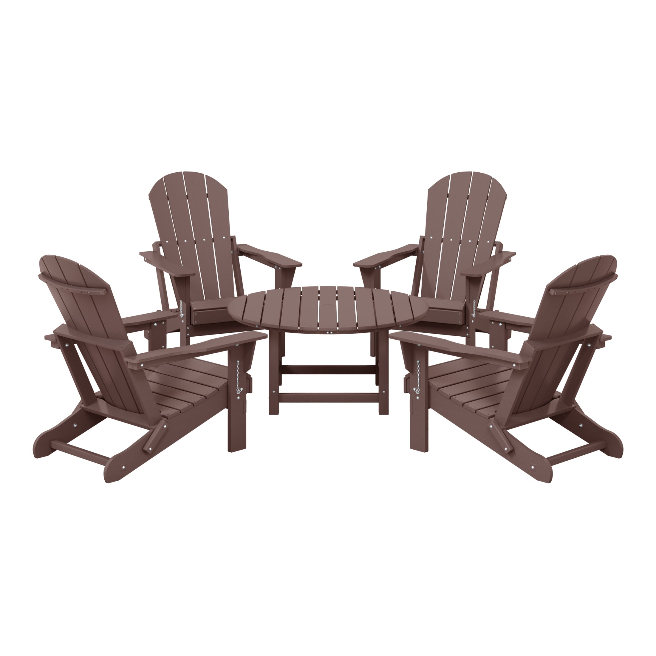 Paradise 5-Piece HDPE Folding Adirondack Chair Outdoor Patio Conversation Set