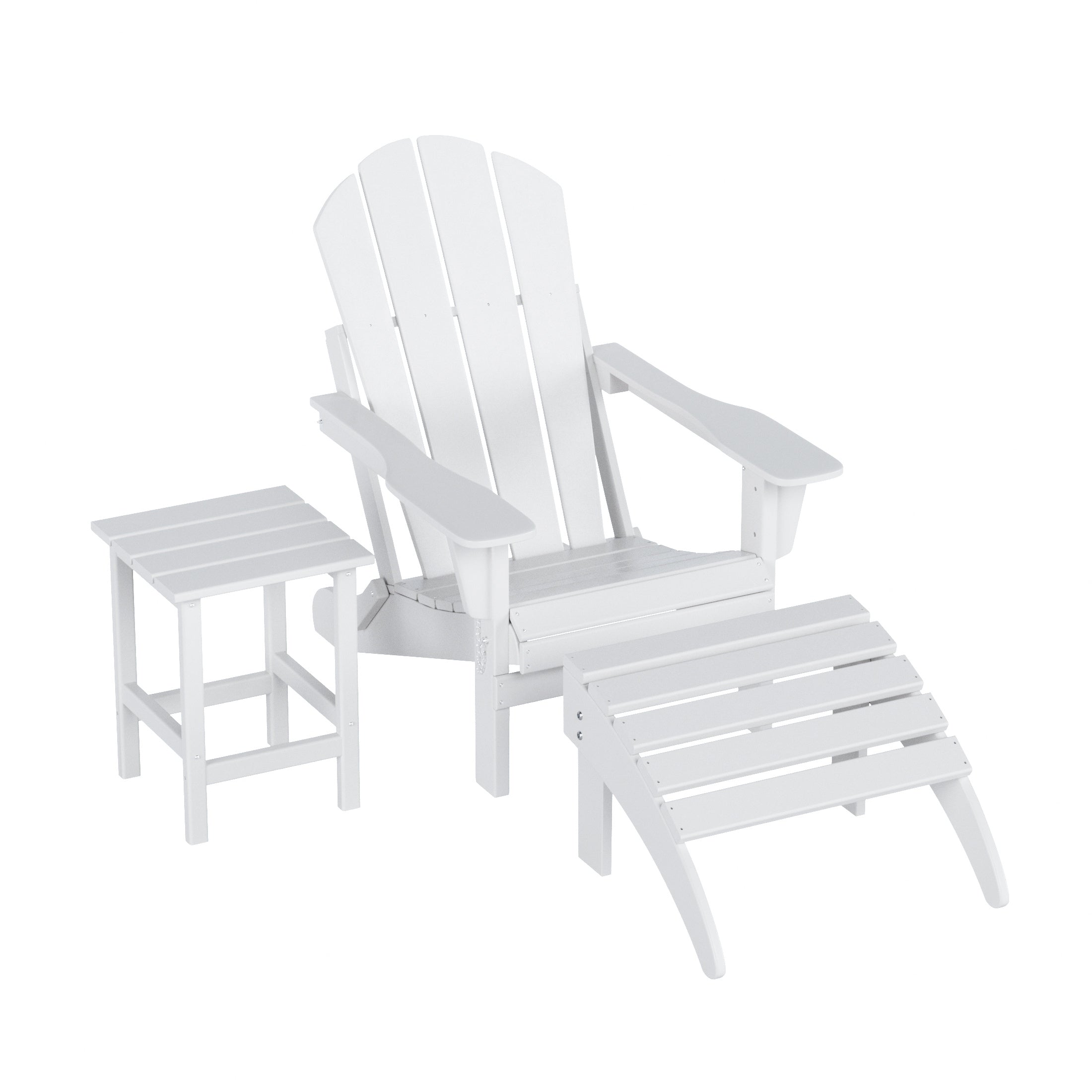 Paradise Westintrends 3-Piece set classic Adirondack chair with ottoman and a small coffee table (1 seater)