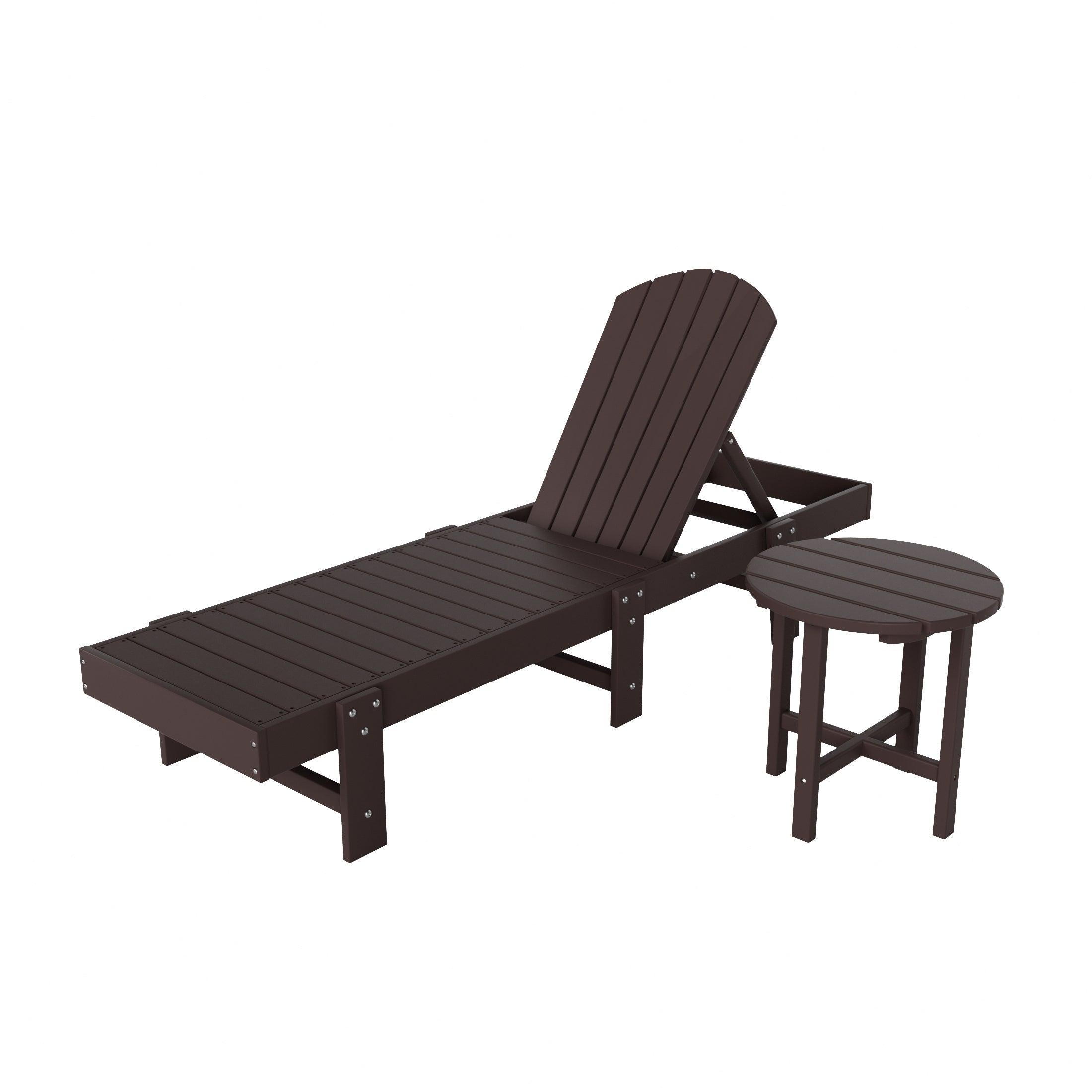 Portside 2-Piece Outdoor Classic Poly Adirondack Chaise Lounge with Square Side Table Set - Costaelm