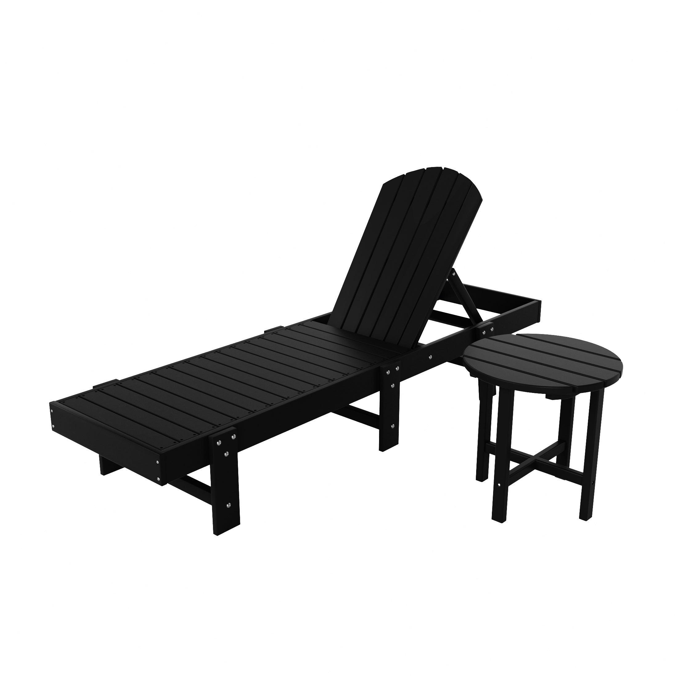 Portside 2-Piece Outdoor Classic Poly Adirondack Chaise Lounge with Square Side Table Set - Costaelm