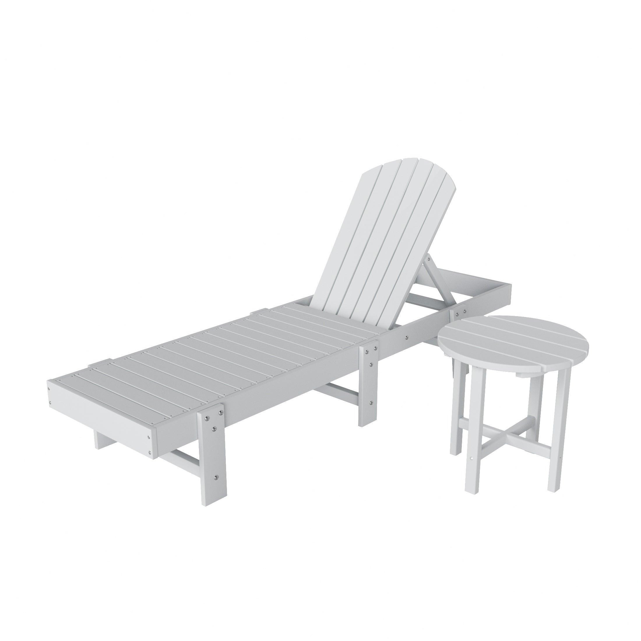 Portside 2-Piece Outdoor Classic Poly Adirondack Chaise Lounge with Square Side Table Set - Costaelm