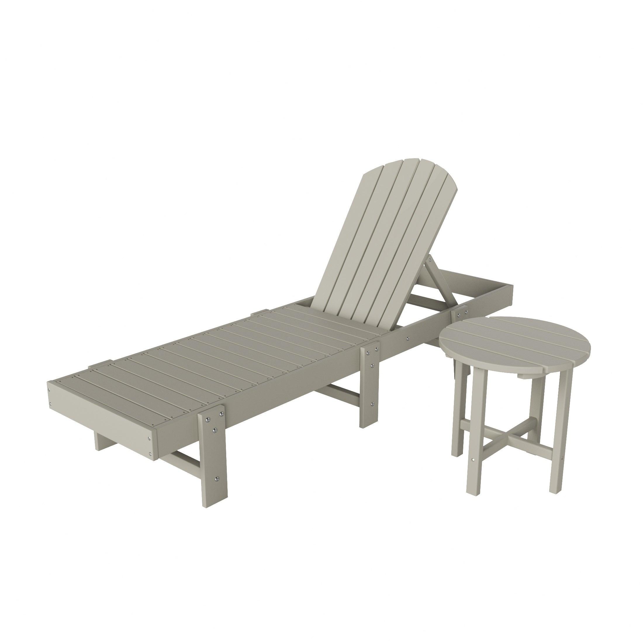 Portside 2-Piece Outdoor Classic Poly Adirondack Chaise Lounge with Square Side Table Set - Costaelm