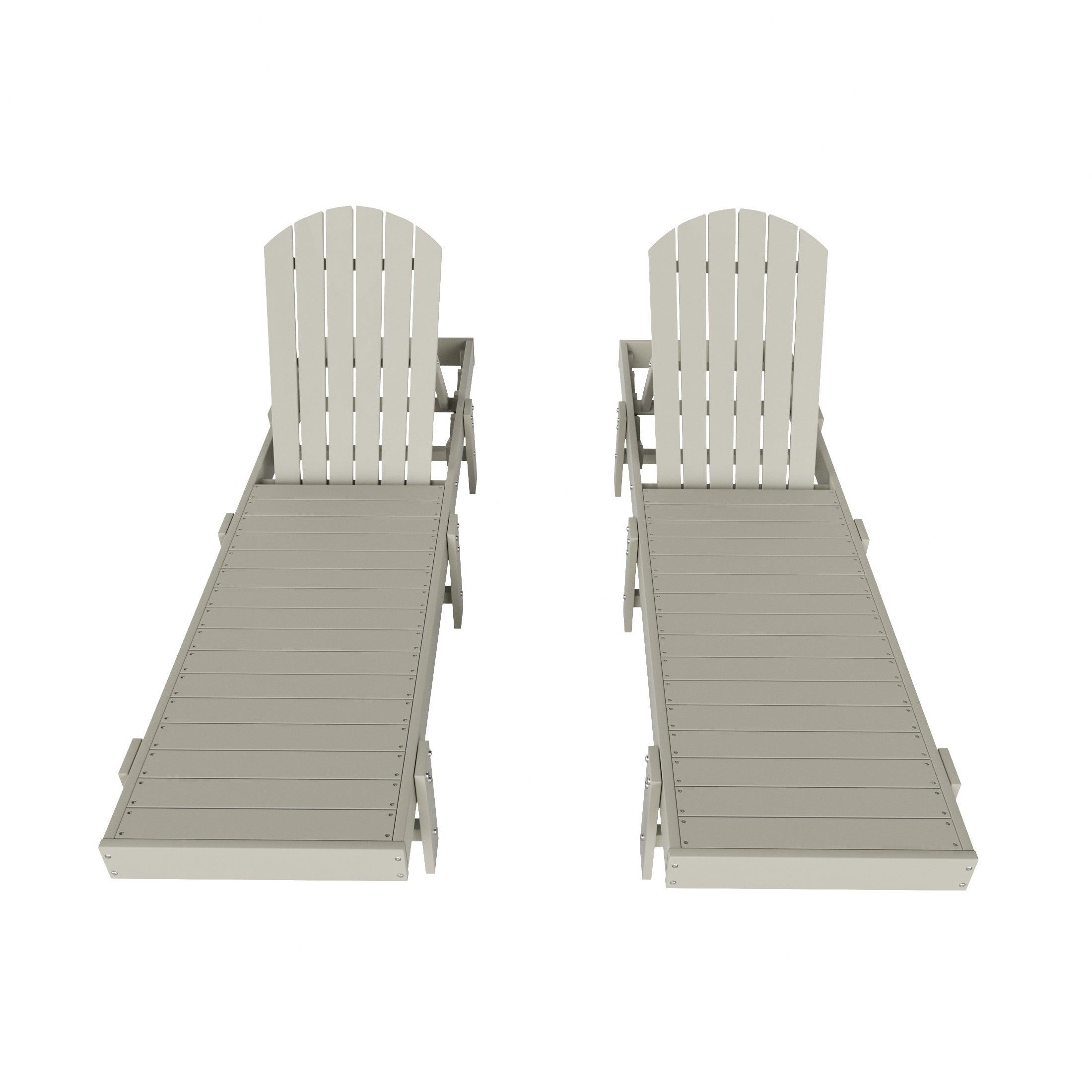 Portside Outdoor Classic Poly Adirondack Chaise Lounge with Wheels (Set of 2) - Costaelm