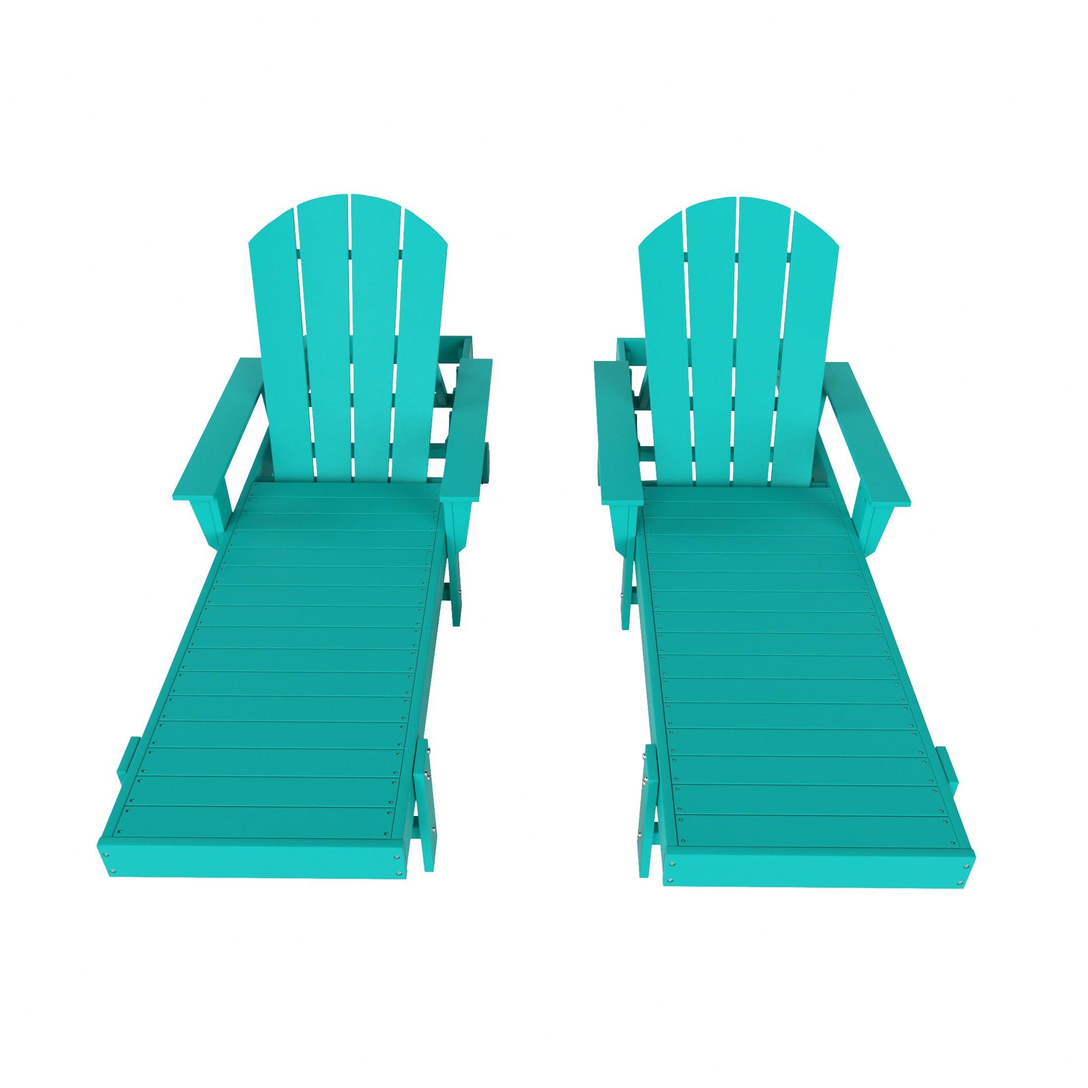 Portside Outdoor Wheeled Classic Poly Adirondack Chaise Lounge with Arms (Set of 2) - Costaelm