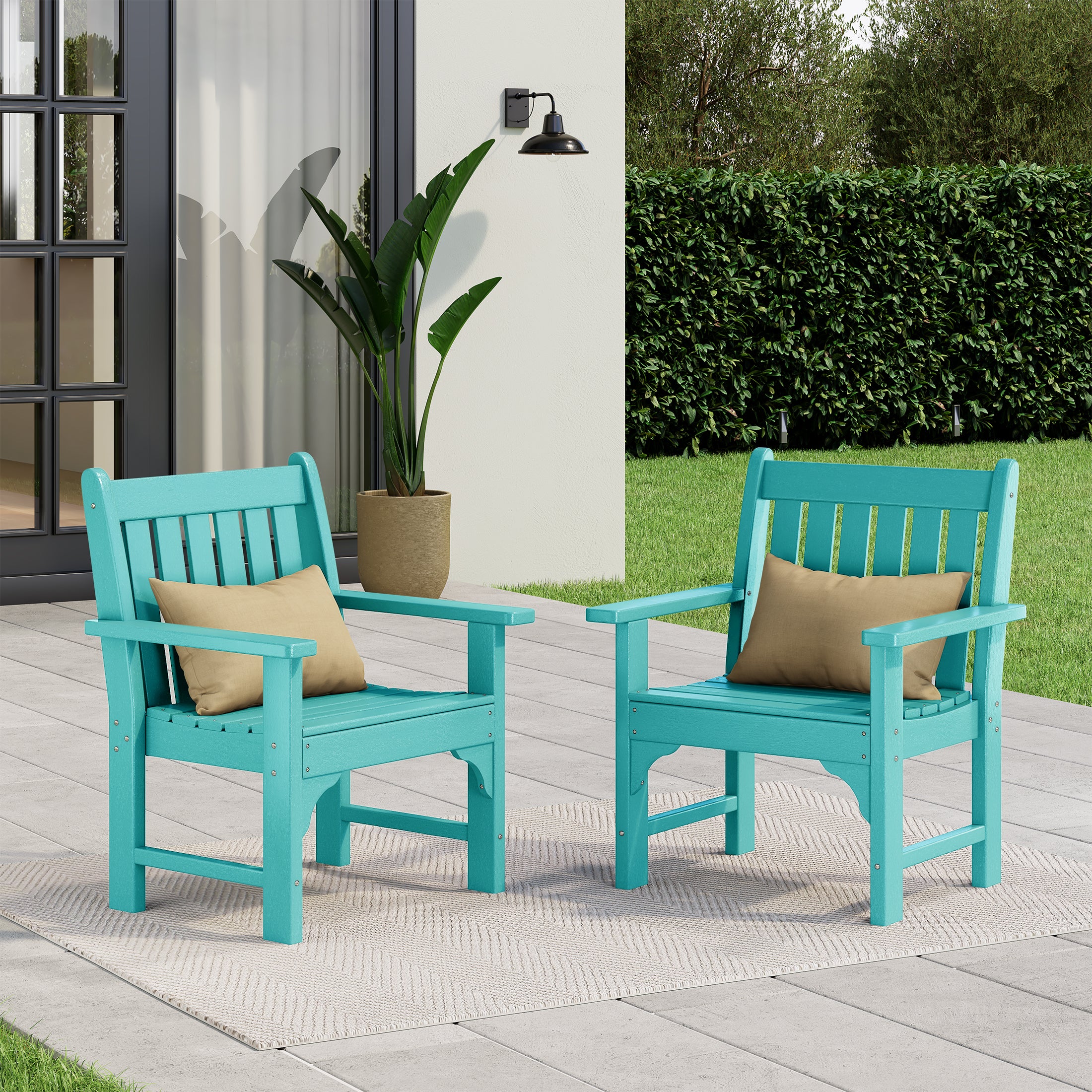 Paradise Outdoor Patio HDPE Garden Dining Arm Chairs (Set of 2)