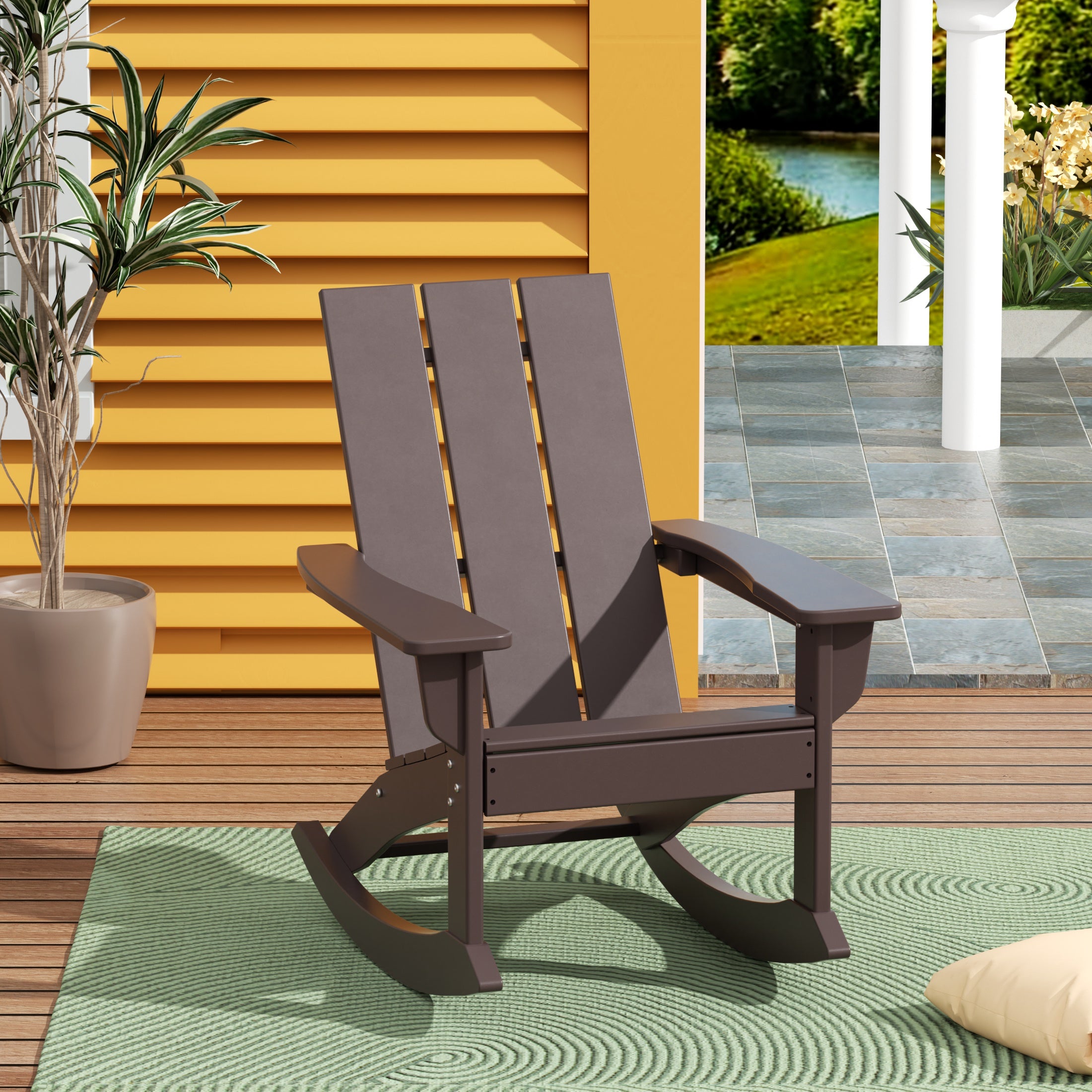 Palms Ashore Outdoor Patio Modern Adirondack Rocking Chair