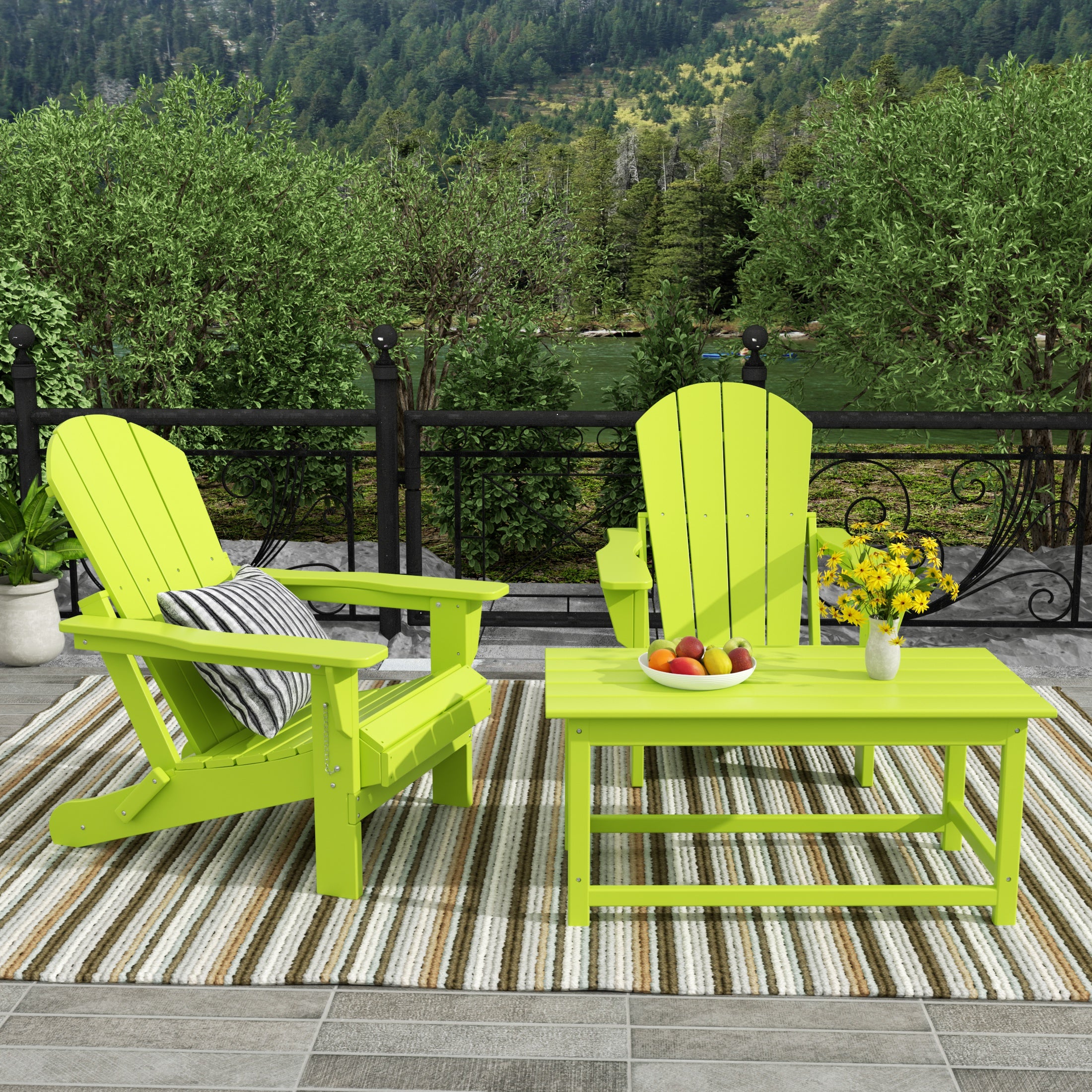 Paradise Westintrends 3-Piece set Outdoor / Patio Poly Adirondack chair set with a Coffee table ( 2 seater )