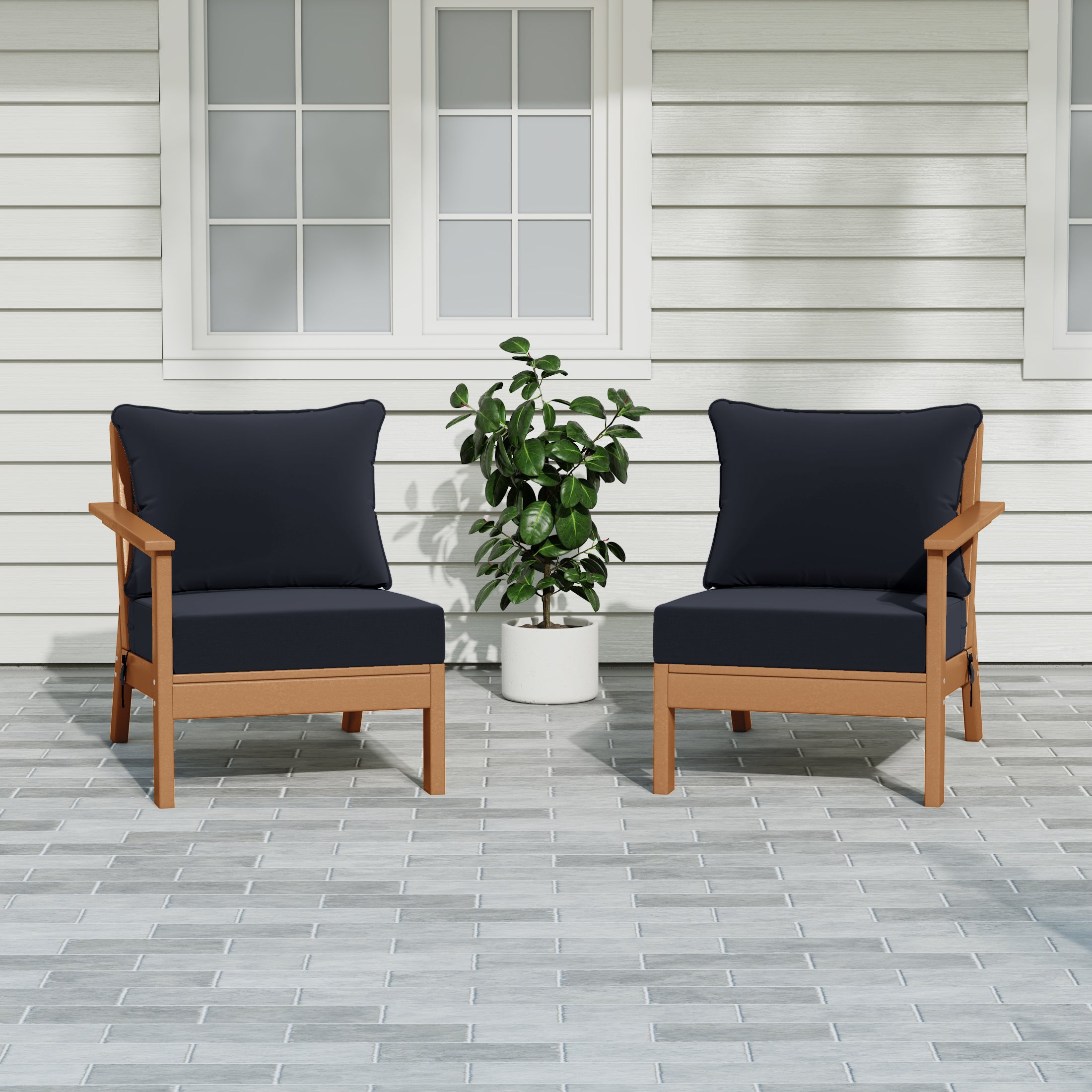 Portsmouth Outdoor Patio HDPE Loveseat Sofa with Patio Cushions