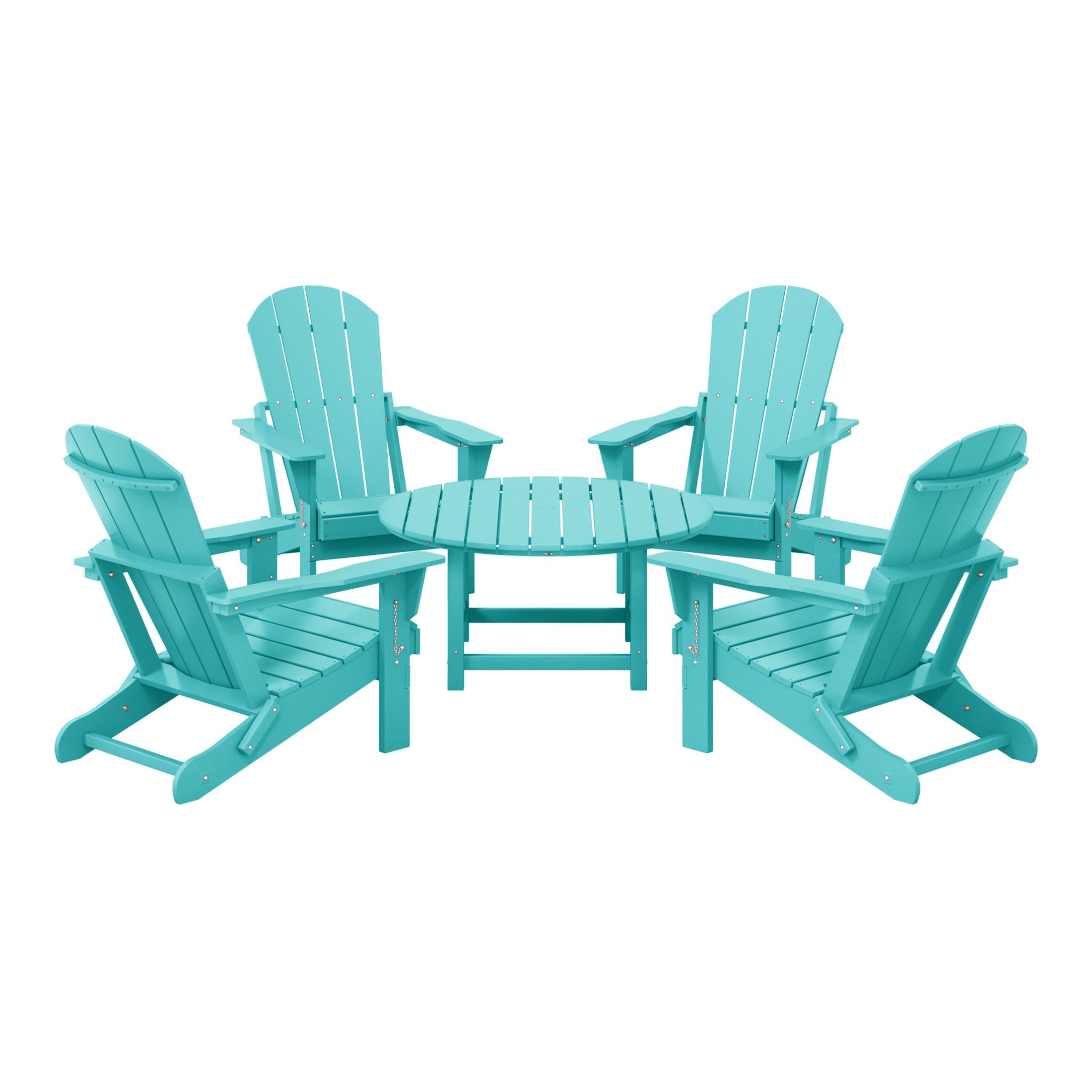 Paradise 5-Piece HDPE Folding Adirondack Chair Outdoor Patio Conversation Set