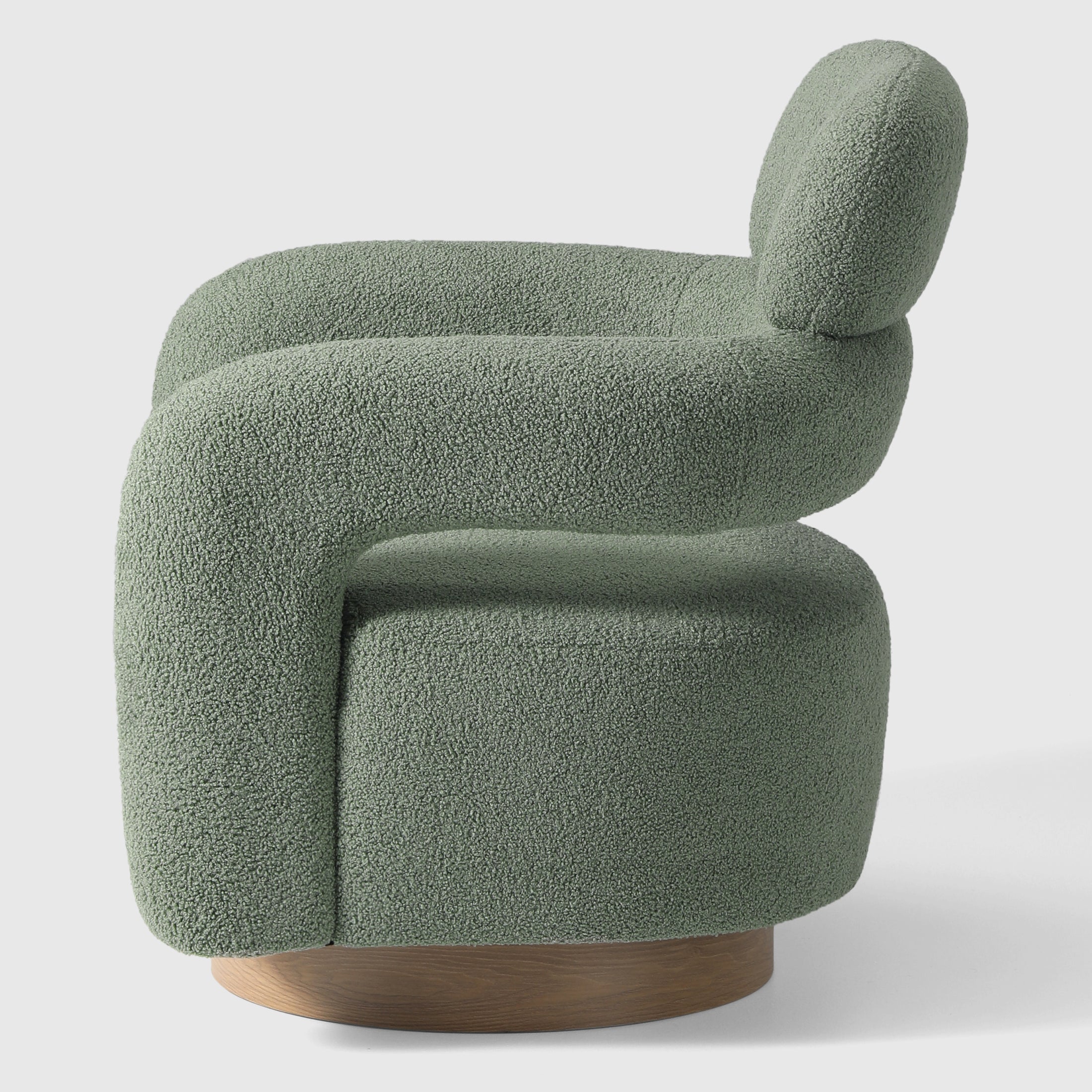 Celine Mid-Century Modern Round Sherpa Swivel Barrel Accent Chair