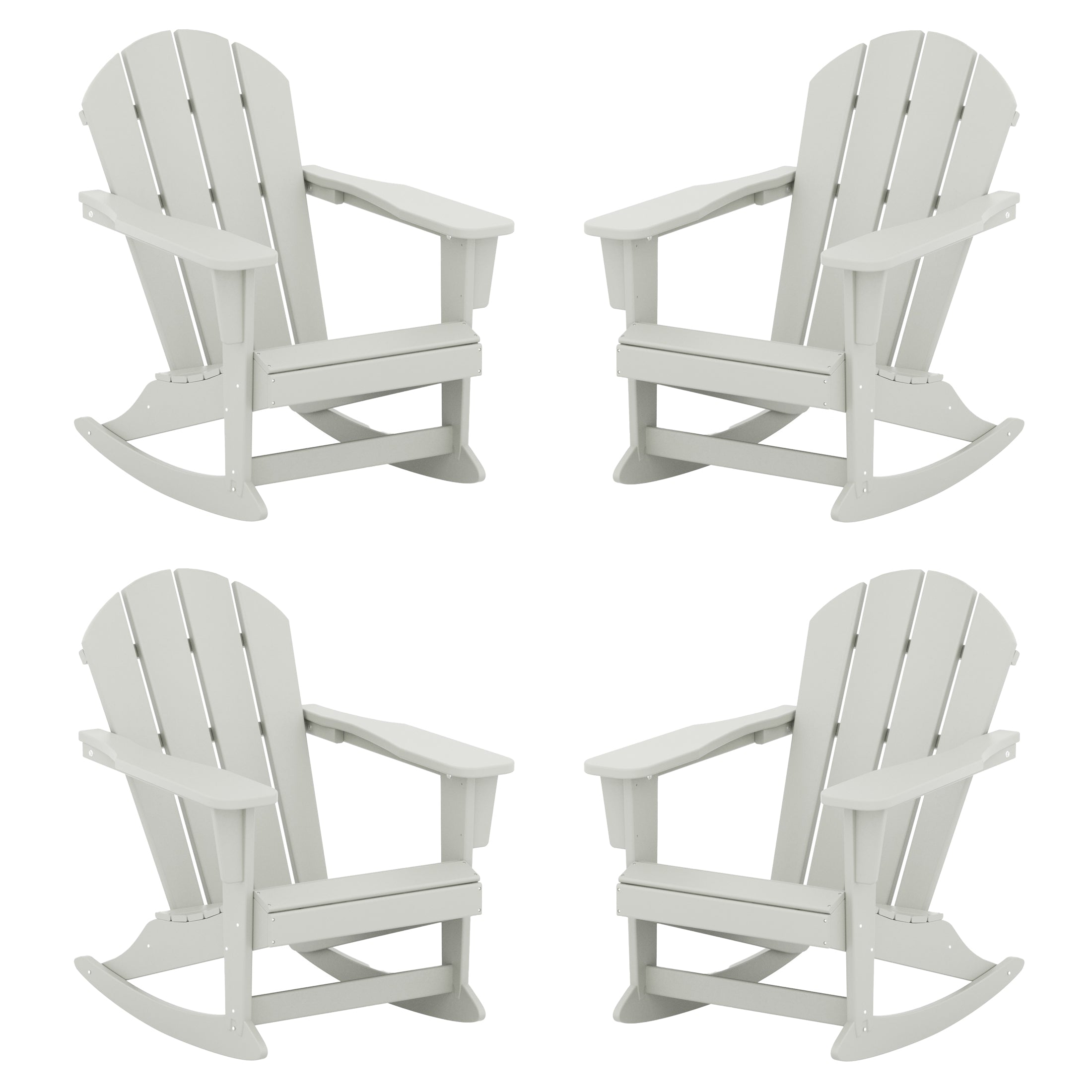 Paradise Malibu Outdoor Patio Porch Rocking Adirondack Chair (Set of 4)