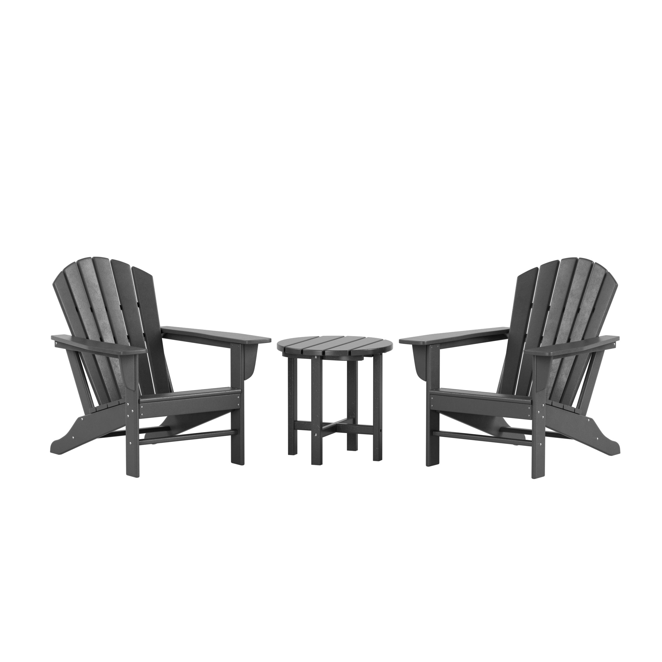 Portside Dylan 3-Piece Outdoor Adirondack Chair with Side Table Set