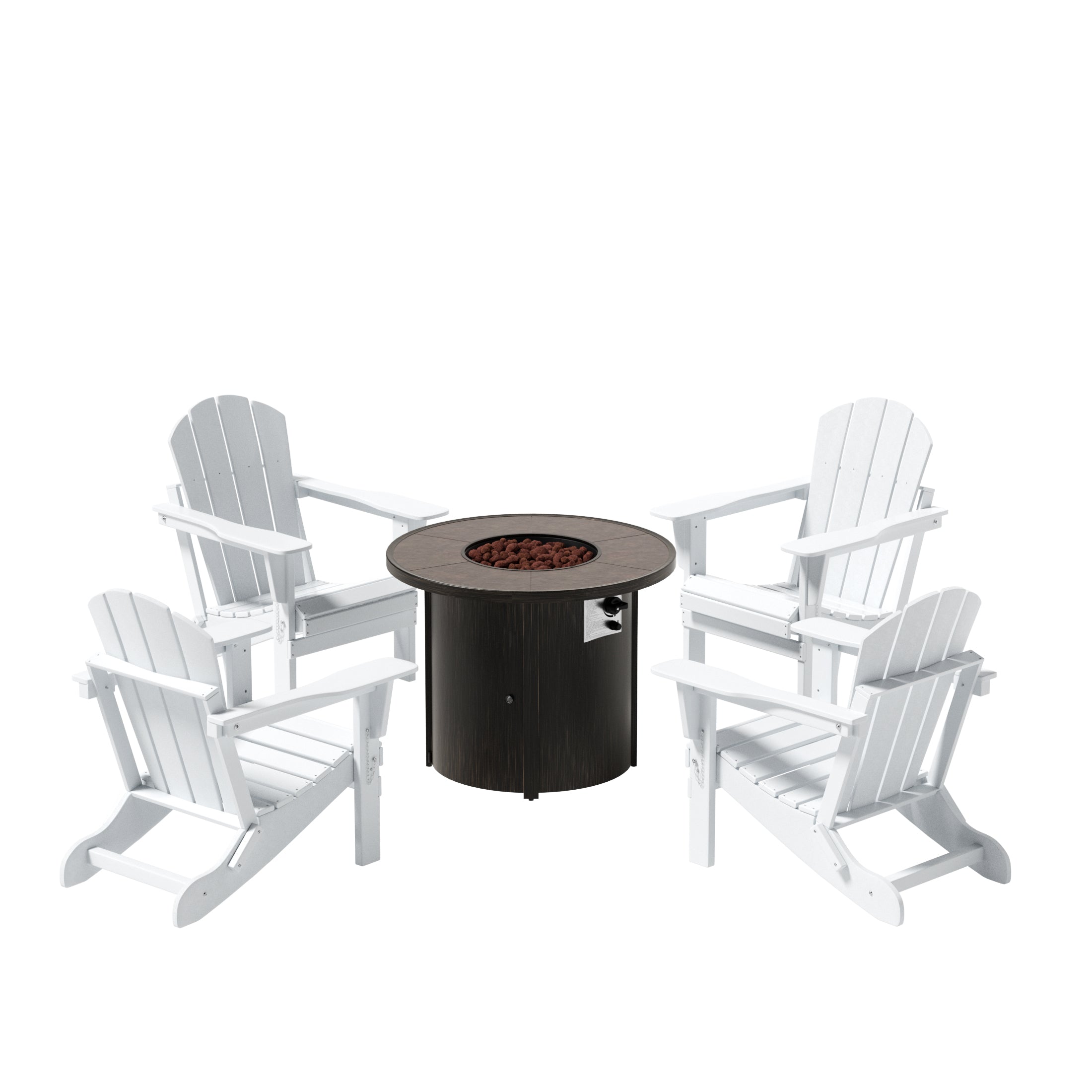 Paradise Malibu Outdoor Adirondack Folding Chair With Round Fire Pit Table