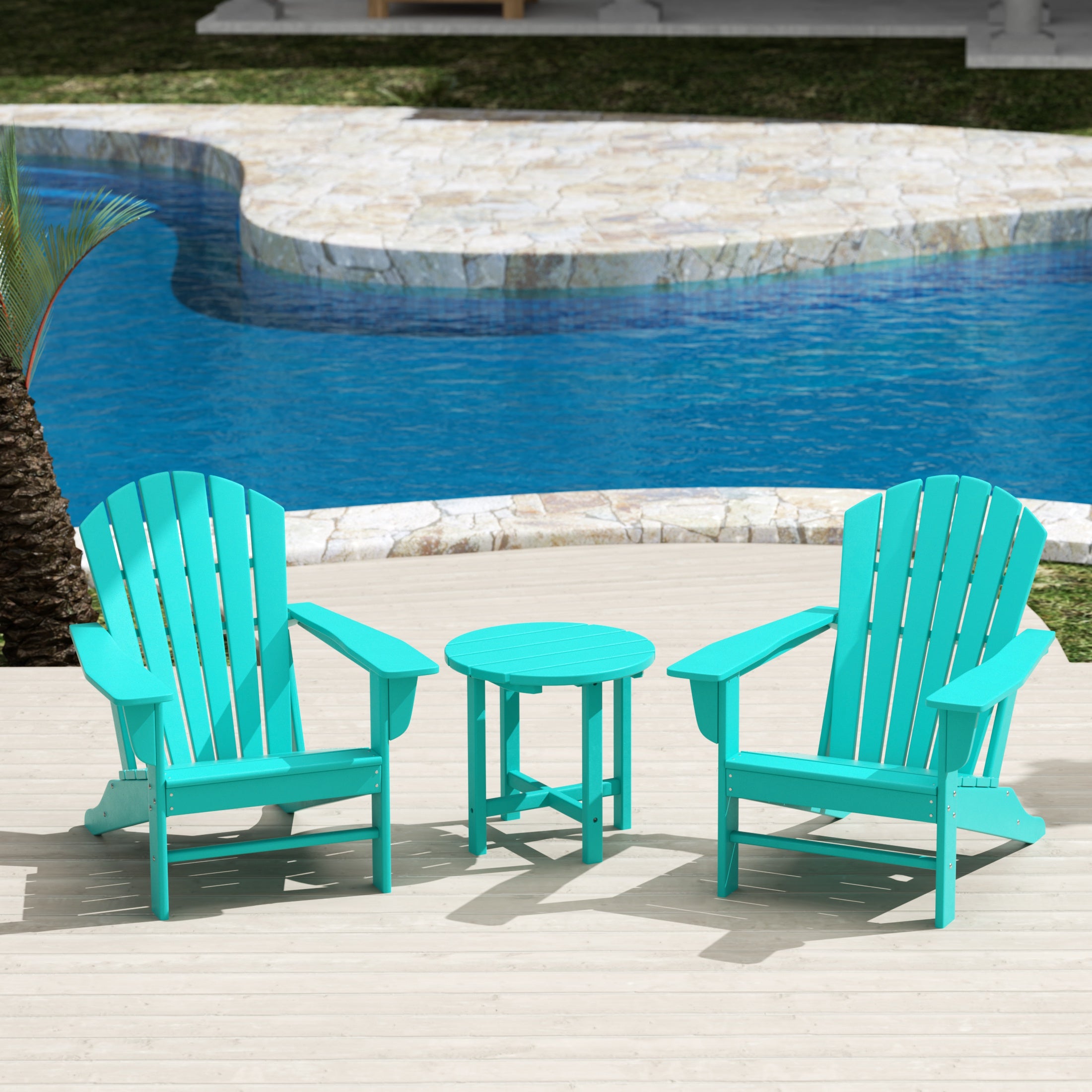 Portside Dylan 3-Piece Outdoor Adirondack Chair with Side Table Set