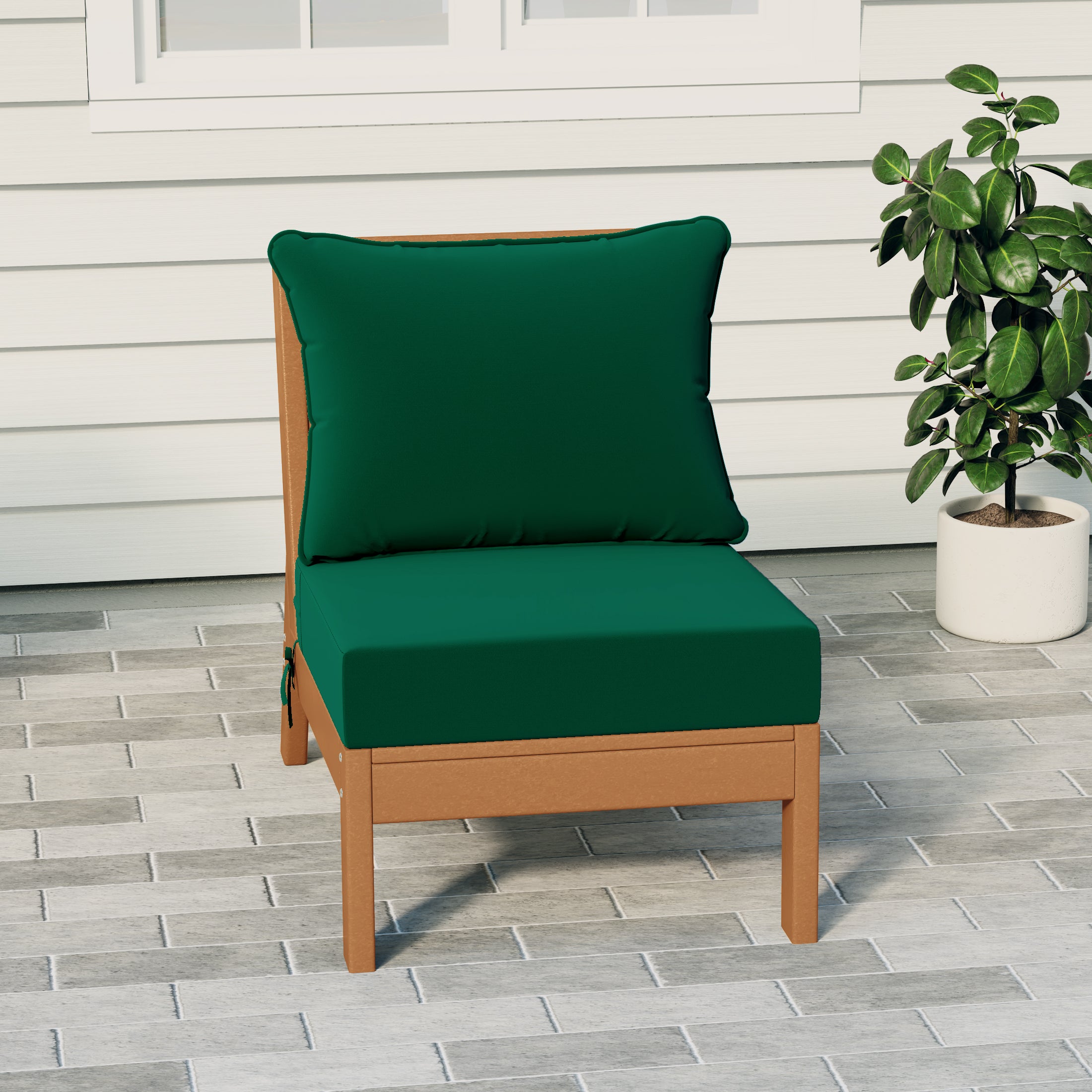 Portsmouth Modern Outdoor HDPE Patio Armless Sectional Corner Club Chair with Deep Seat Cushions