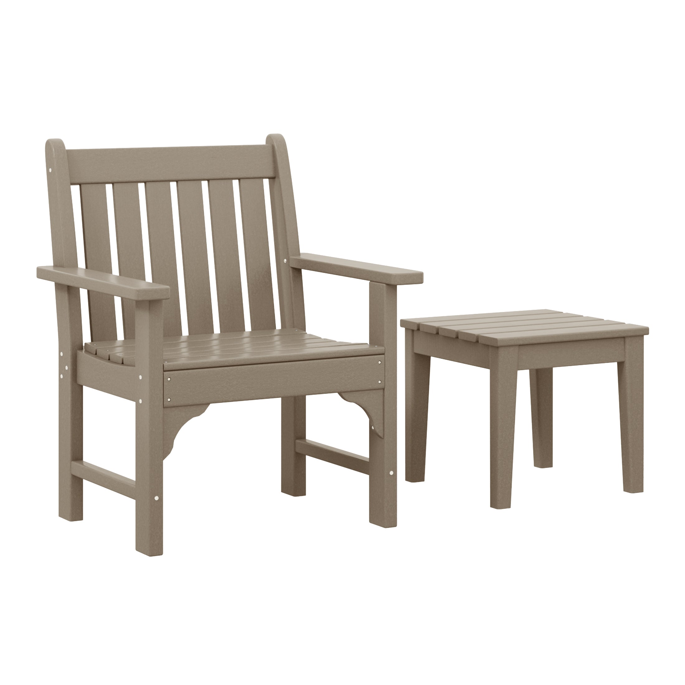 Paradise Outdoor Patio 2-Piece HDPE Adirondack Garden Chair with Square Adirondack Side Table Set