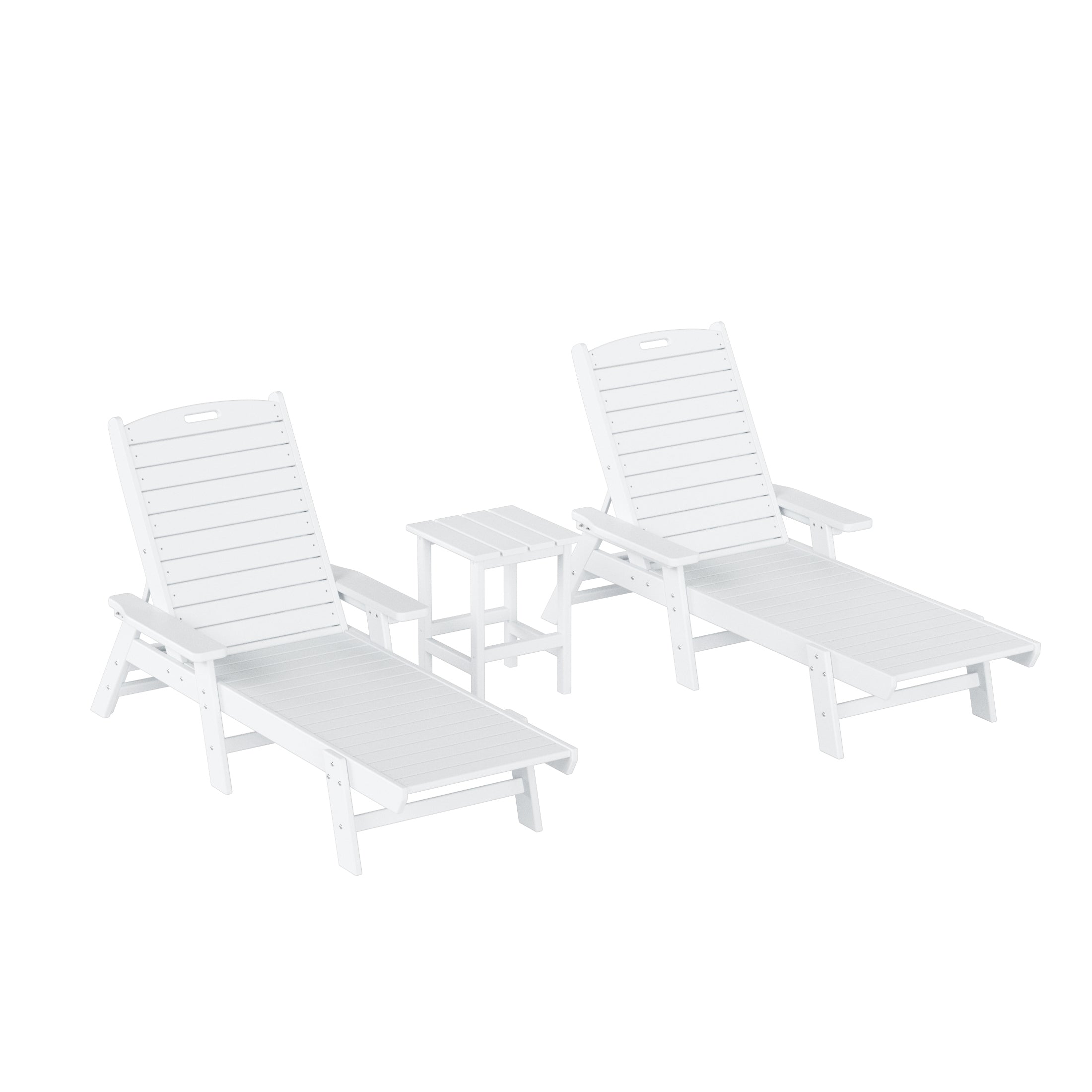 Paradise Poly Reclining Chaise Lounge Set With Table